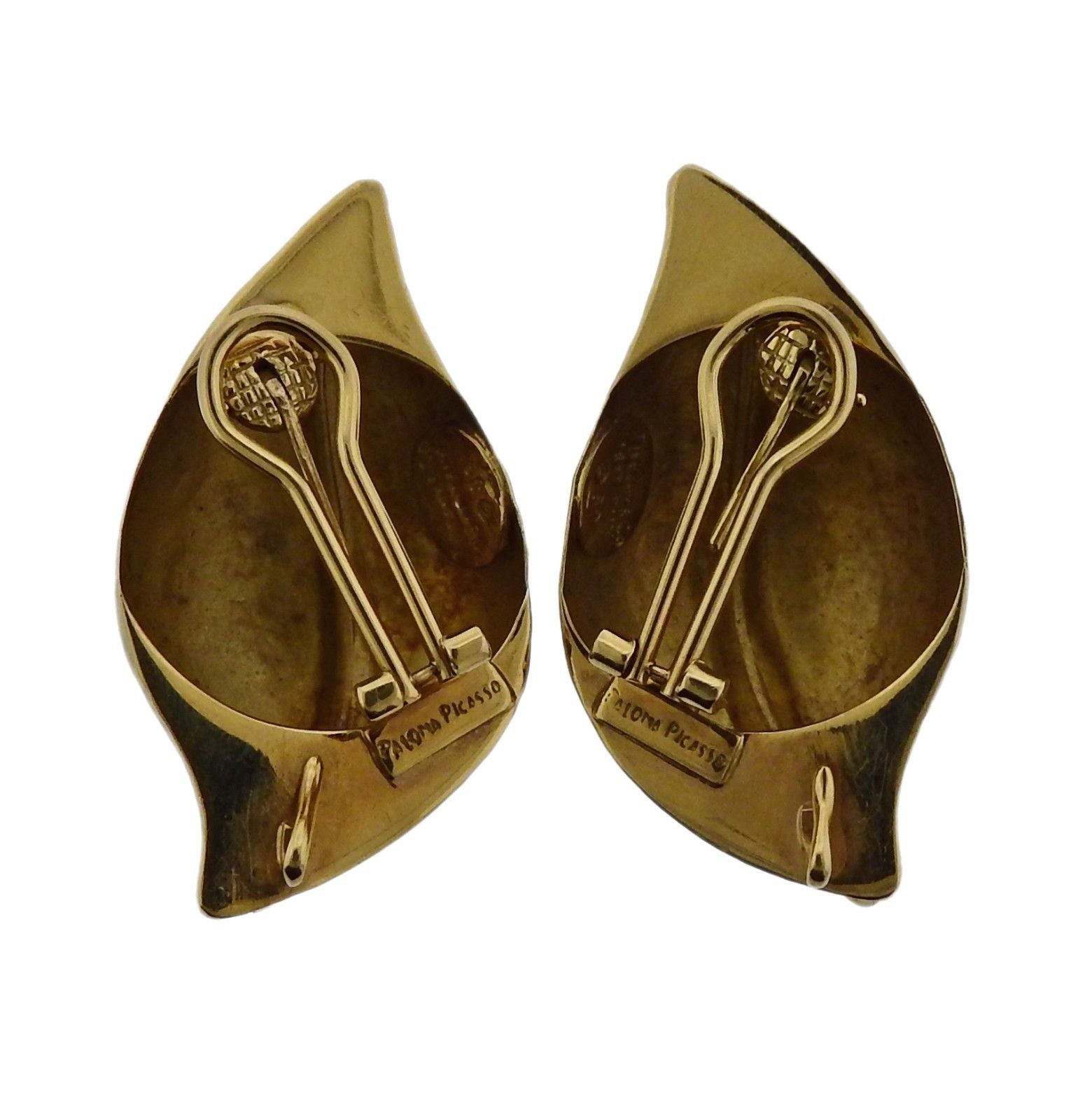 Tiffany & Co Paloma Picasso Diamond Gold Earrings - Oak Gem