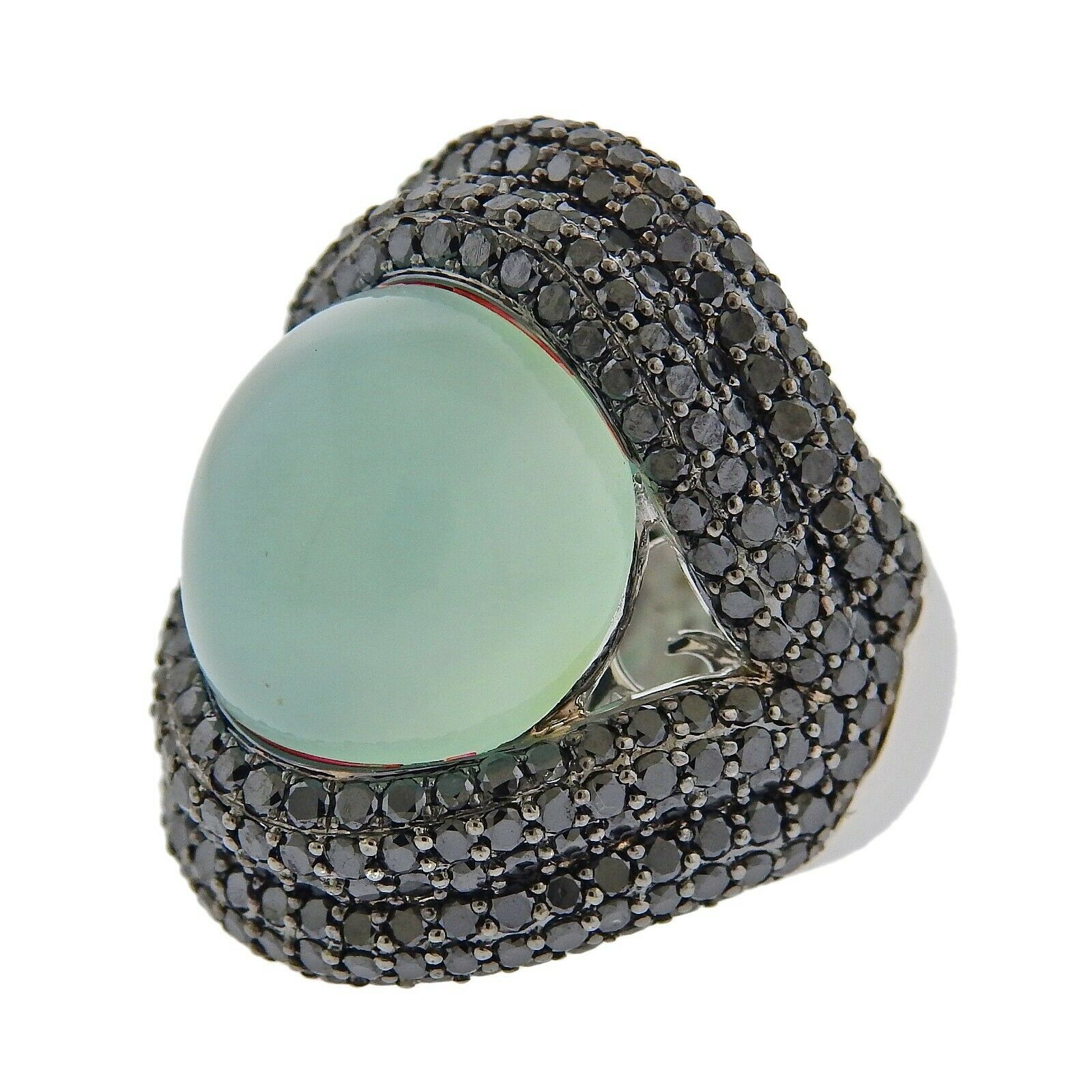 Italian 3.82ctw Black Diamond Gemstone Gold Cocktail Ring - Oak Gem