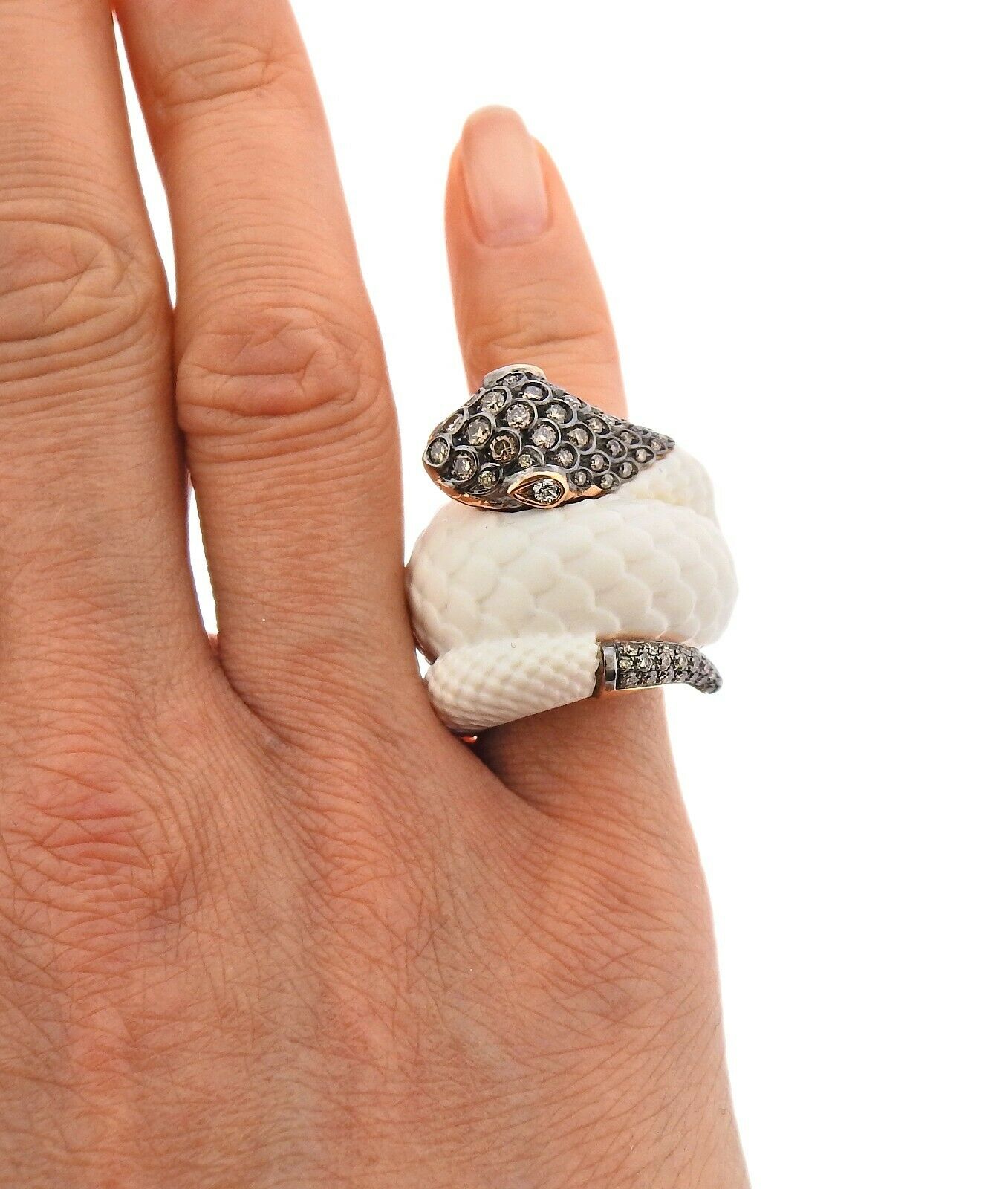De Grisogono Mammoth Tusk Diamond Gold Snake Serpent Ring - Oak Gem