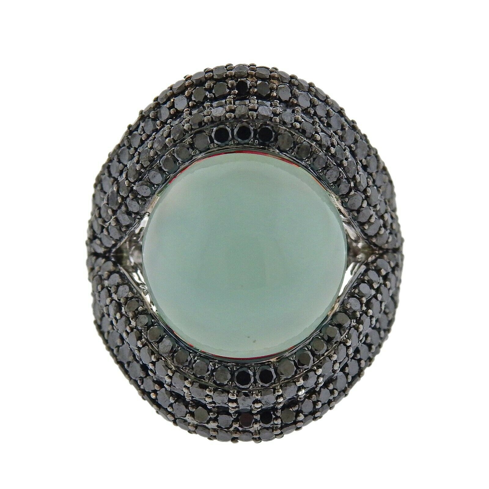 Italian 3.82ctw Black Diamond Gemstone Gold Cocktail Ring - Oak Gem
