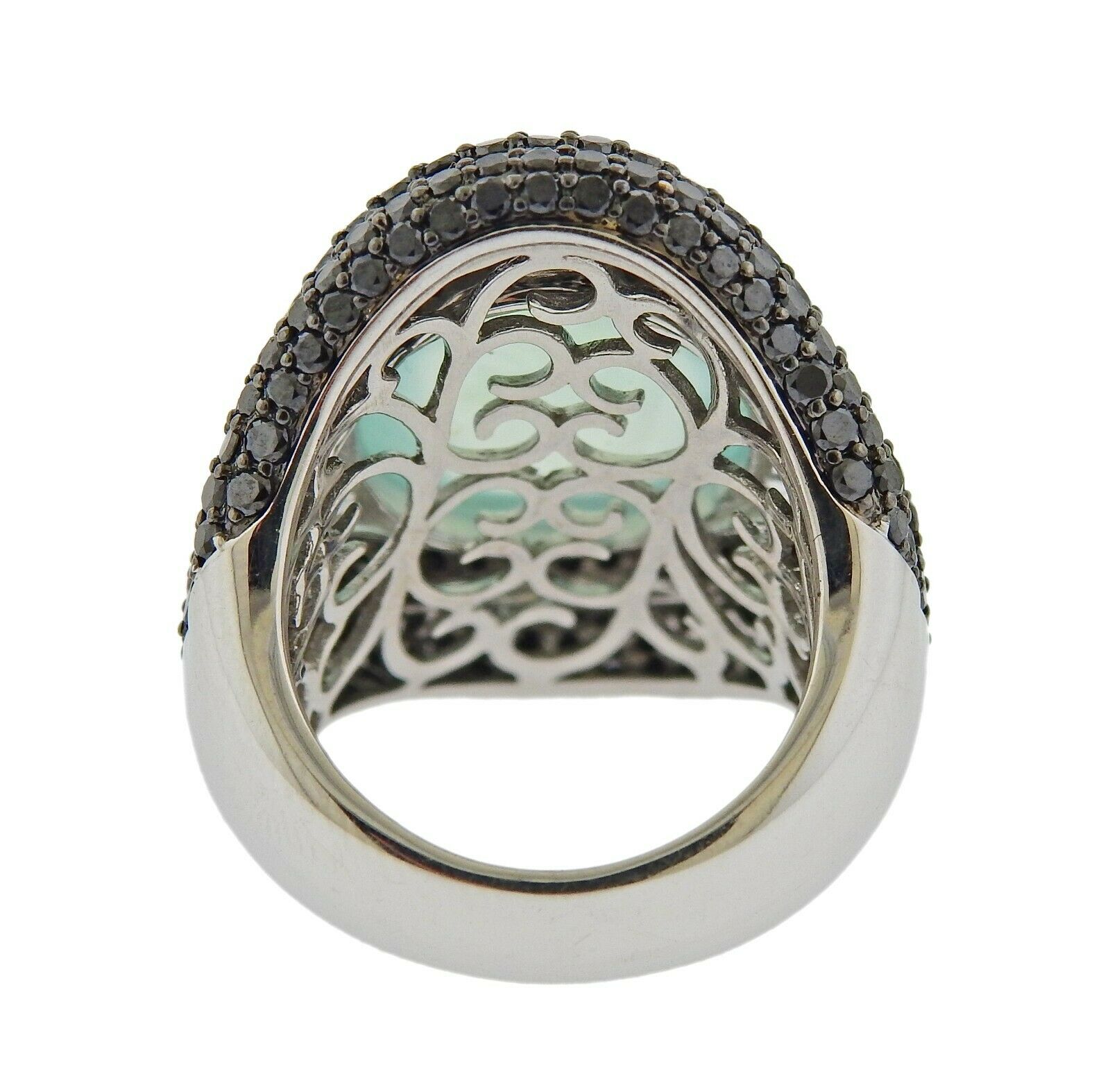 Italian 3.82ctw Black Diamond Gemstone Gold Cocktail Ring - Oak Gem