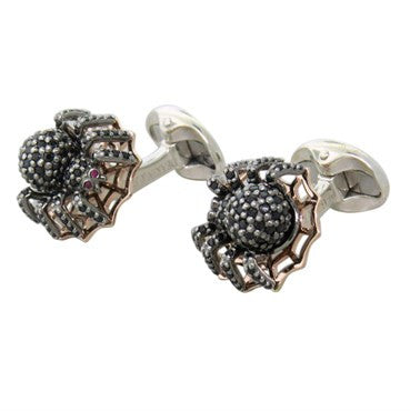 Deakin & Francis Sterling Silver Spinel Spider Cufflinks - Oak Gem
