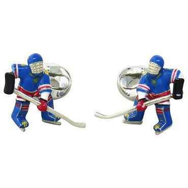 Deakin & Francis Ice Hockey Enamel Sterling Silver Cufflinks - Oak Gem