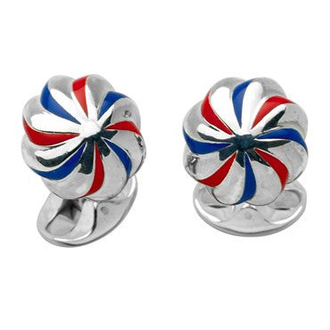 Deakin & Francis Enamel Sterling Silver Pumpkin Swirl Cufflinks - Oak Gem