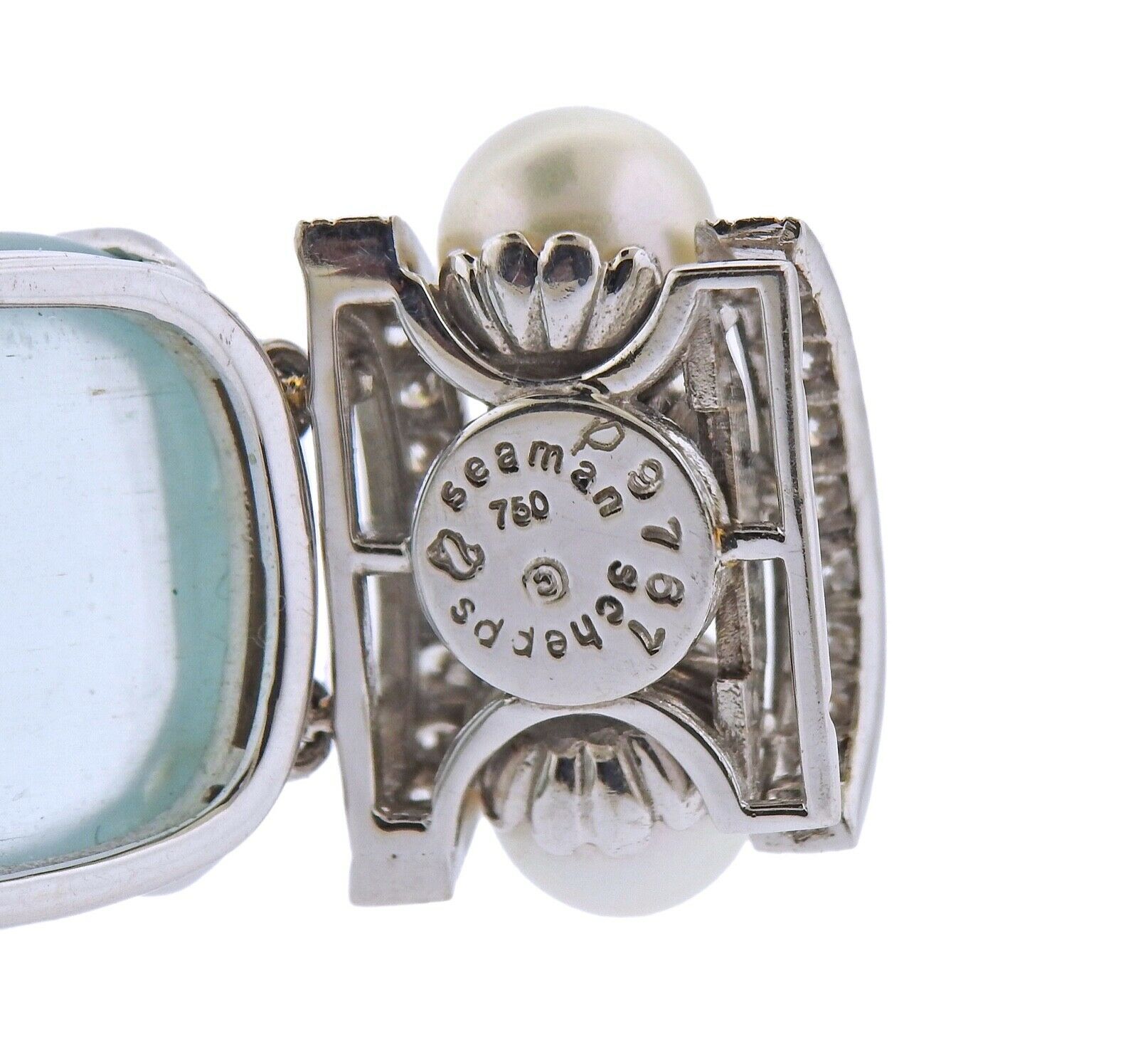 Seaman Schepps Gold Pearl Diamond Aquamarine Bracelet - Oak Gem
