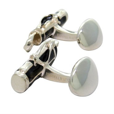 Deakin & Francis Sterling Silver Black Enamel Golf Bag Cufflinks - Oak Gem