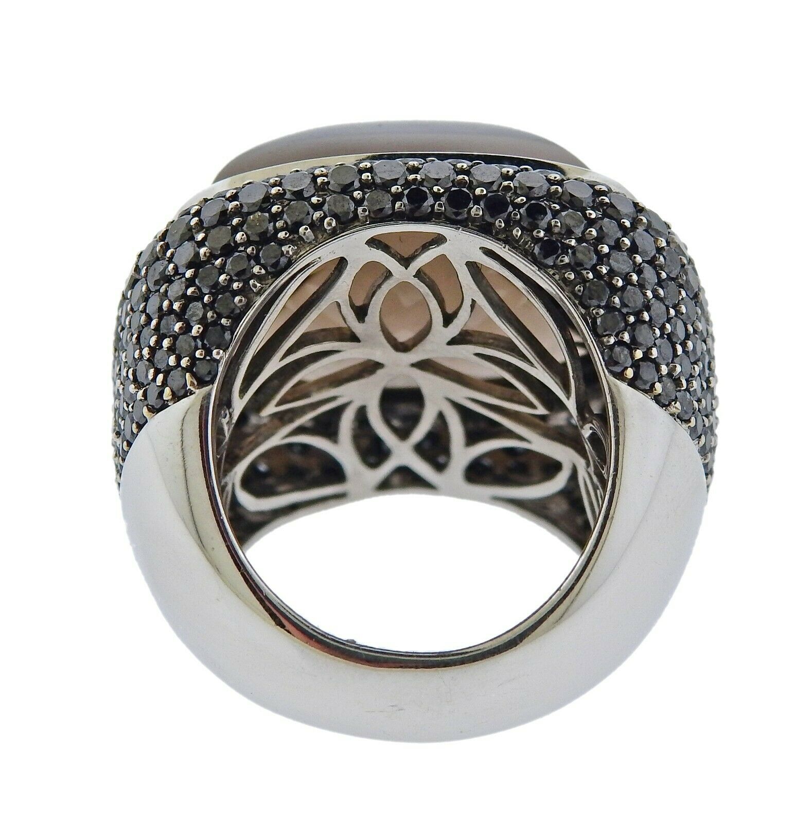 Italian 5.08ctw Black Diamond Smokey Topaz Gold Ring - Oak Gem