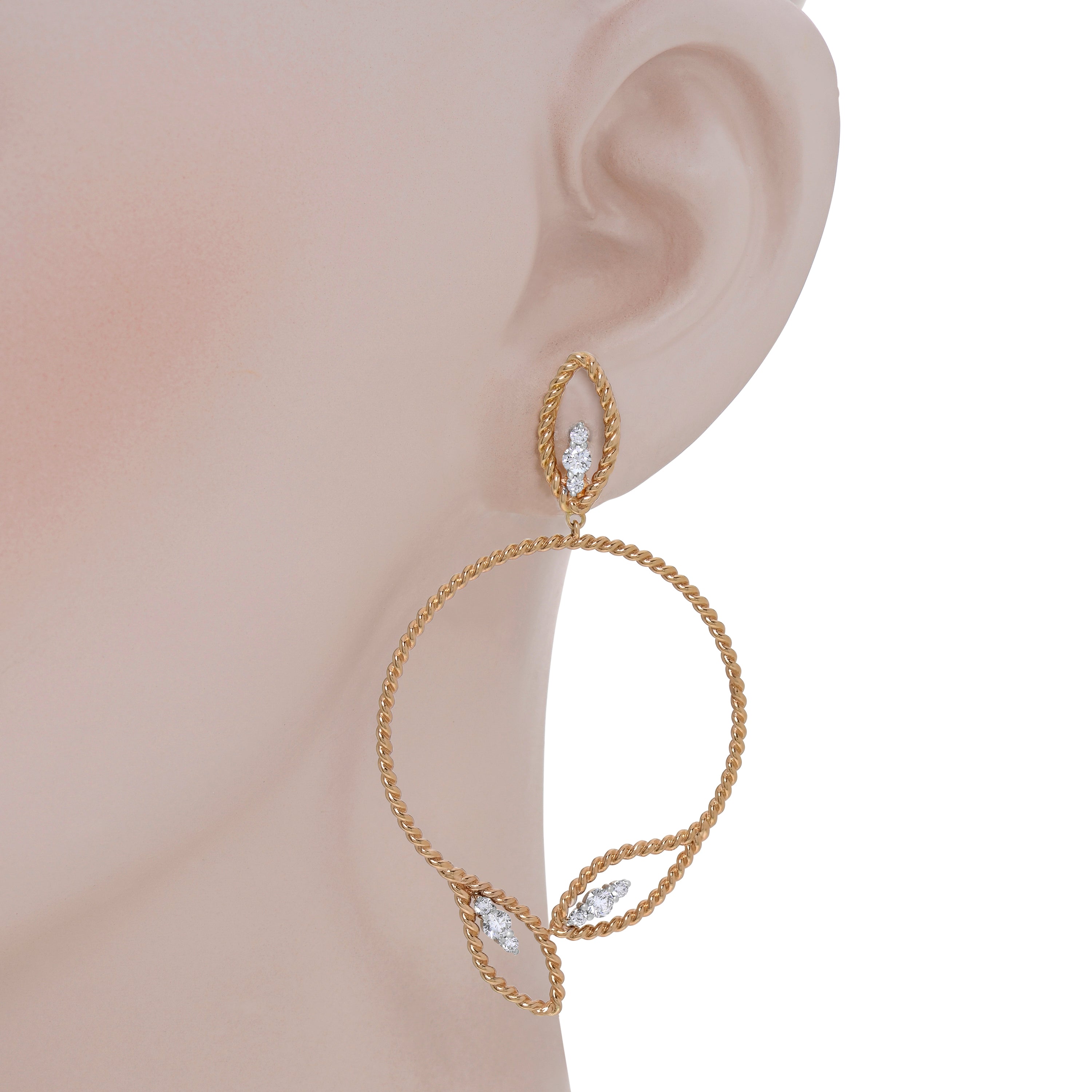 Roberto Coin Byzantine Barocco Gold Diamond Drop Earrings