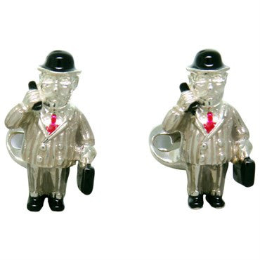 Deakin & Francis Sterling Silver Enamel Business Man Cufflinks - Oak Gem