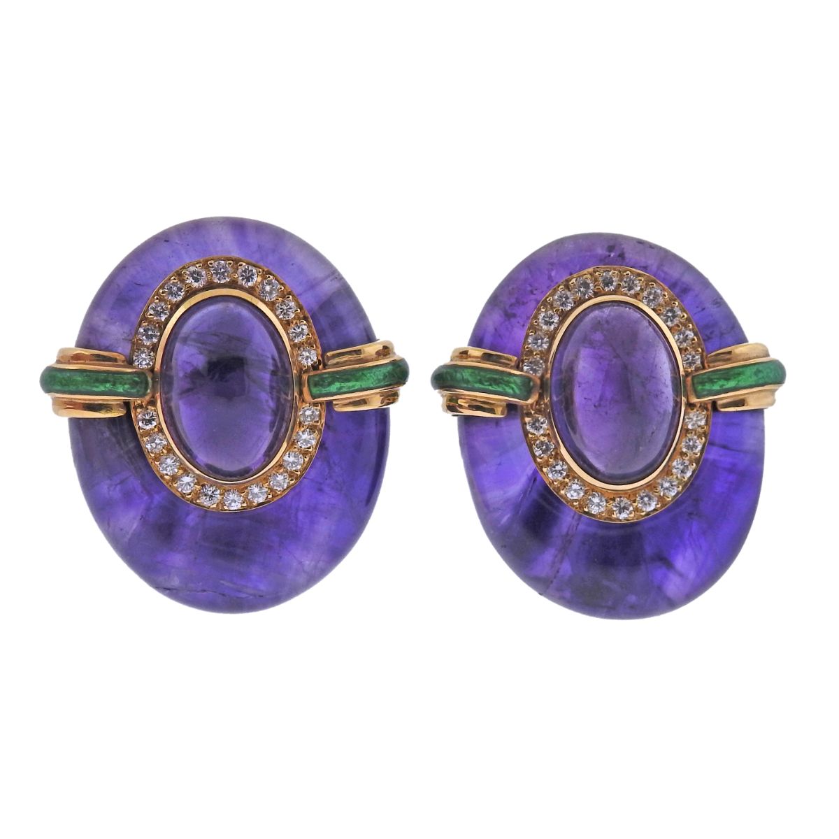 David Webb Amethyst Diamond Gold Earrings