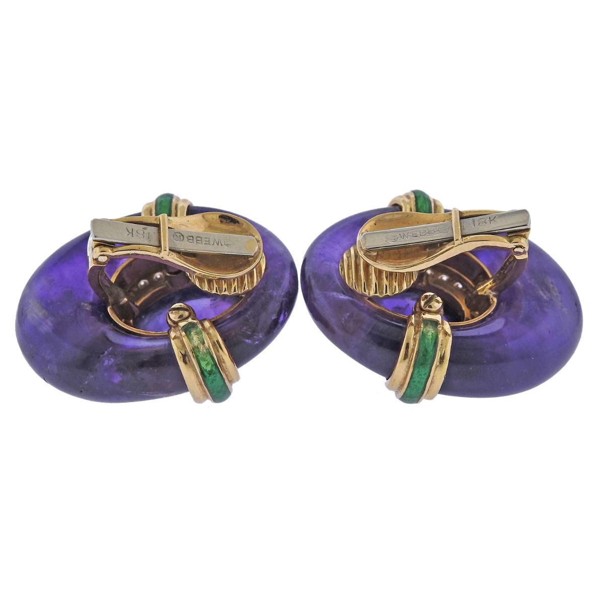 David Webb Amethyst Diamond Gold Earrings