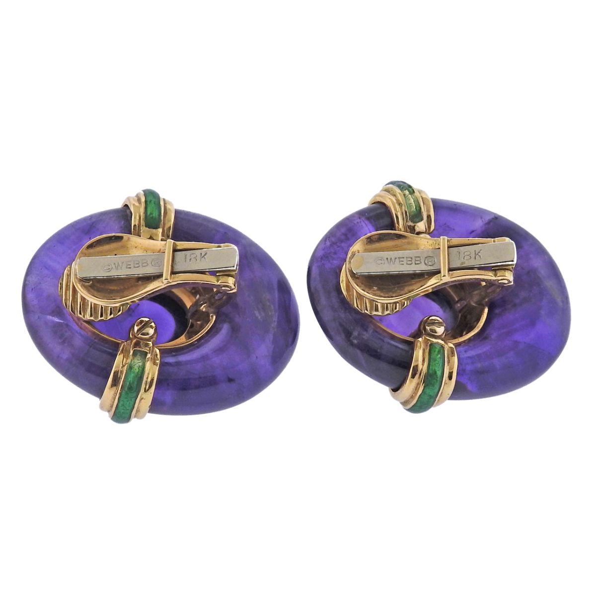 David Webb Amethyst Diamond Gold Earrings