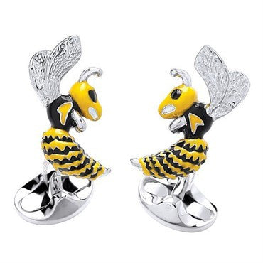 Deakin & Francis Enamel Sterling Silver Wasp Cufflinks - Oak Gem