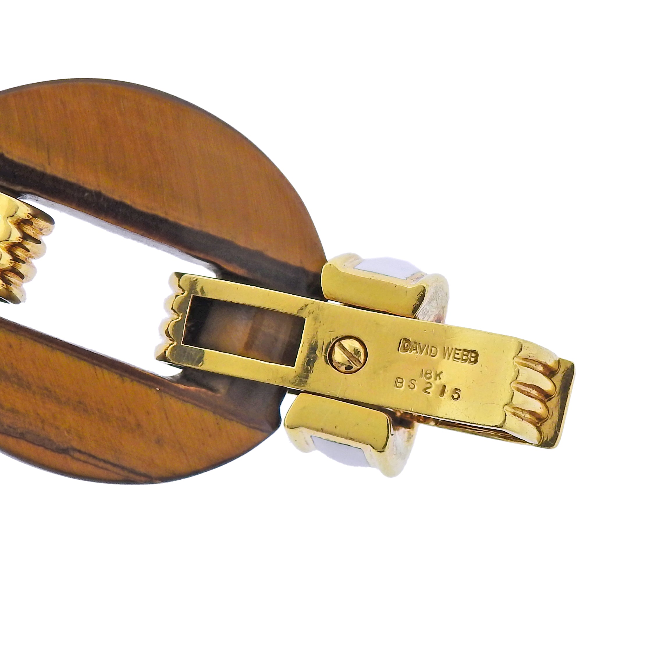 David Webb Tiger's Eye Enamel Gold Nautical Link Bracelet - Oak Gem
