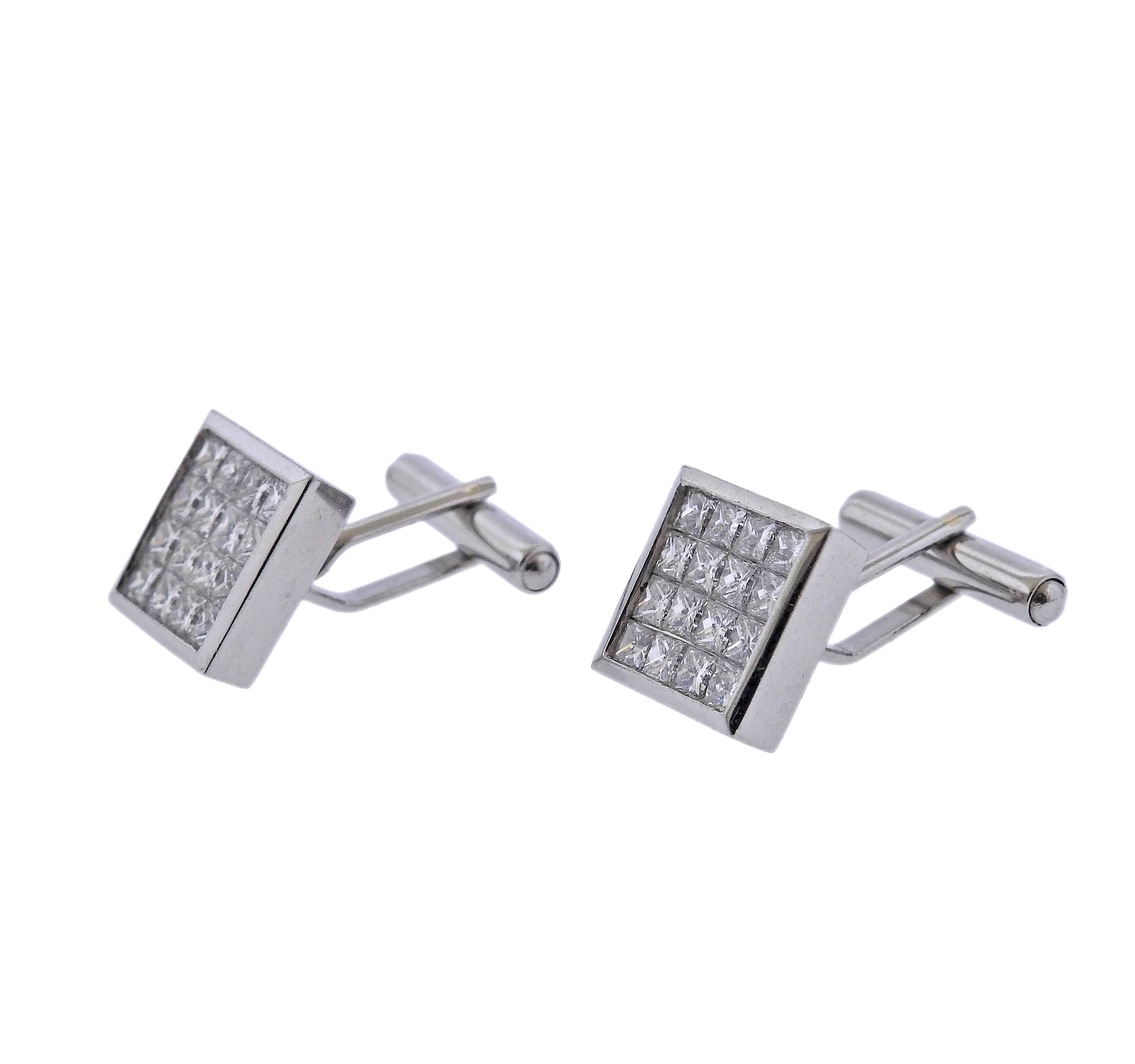 Platinum 8.50ctw Diamond Cufflinks Stud Dress Set