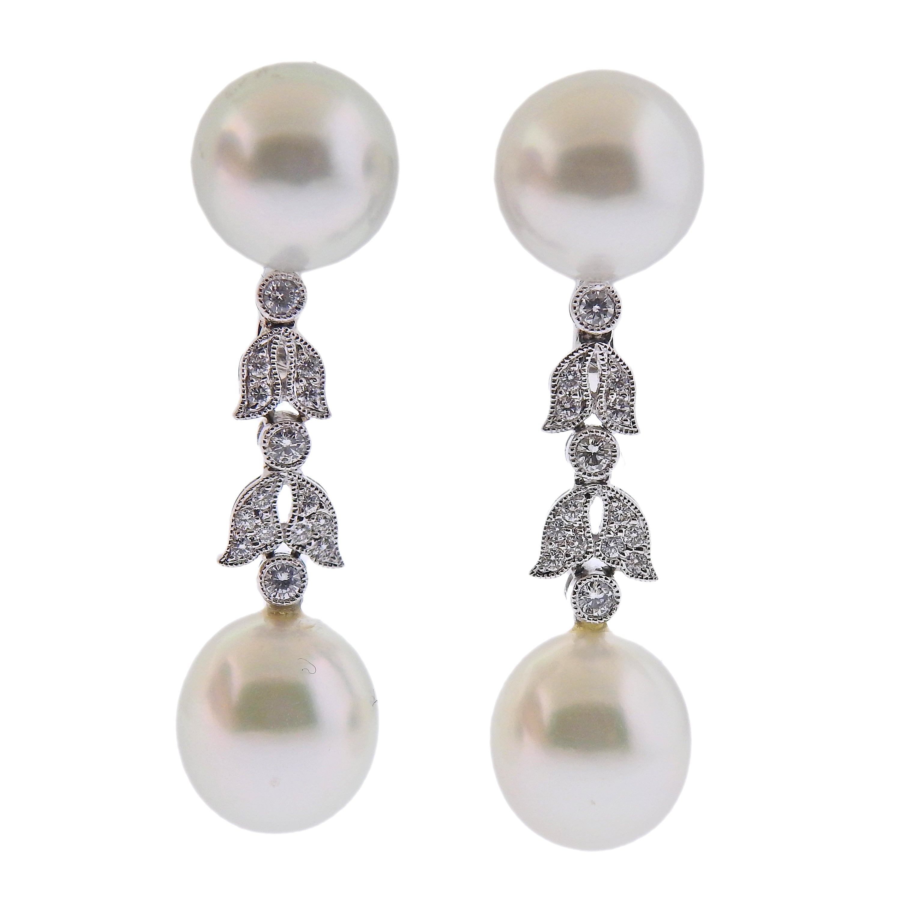 Assael South Sea Pearl Diamond Gold Drop Earrings - Oak Gem