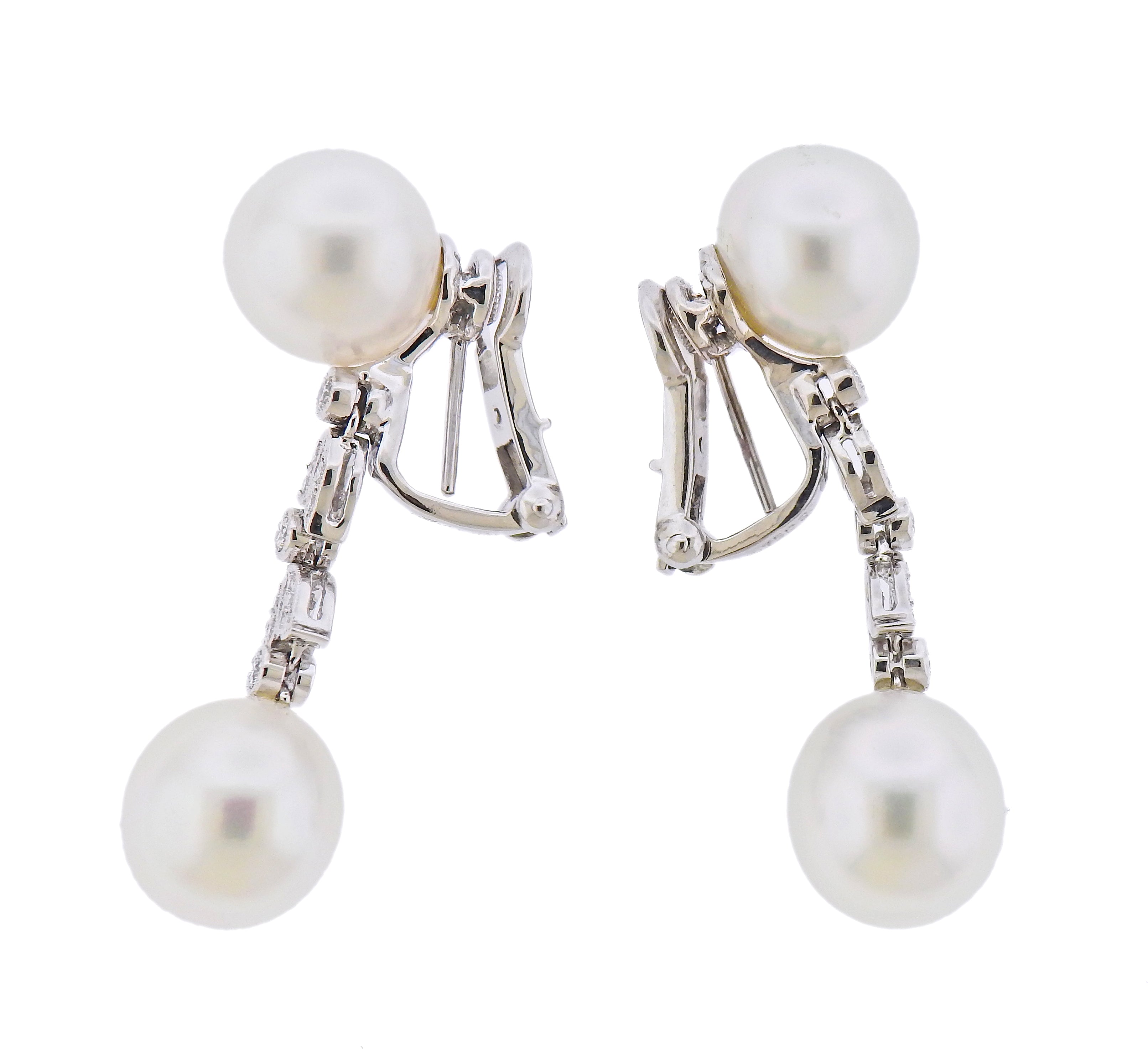 Assael South Sea Pearl Diamond Gold Drop Earrings - Oak Gem