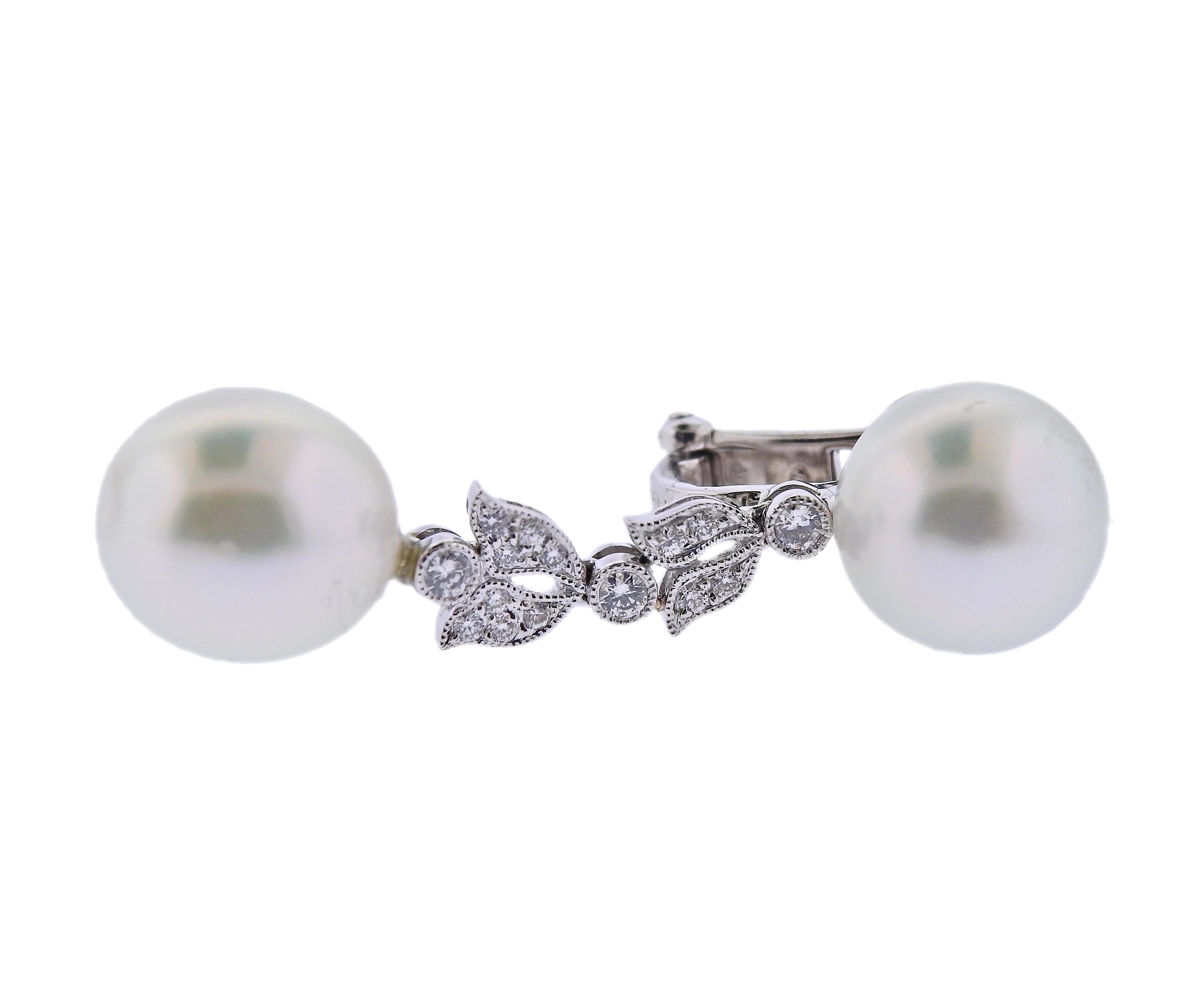 Assael South Sea Pearl Diamond Gold Drop Earrings - Oak Gem