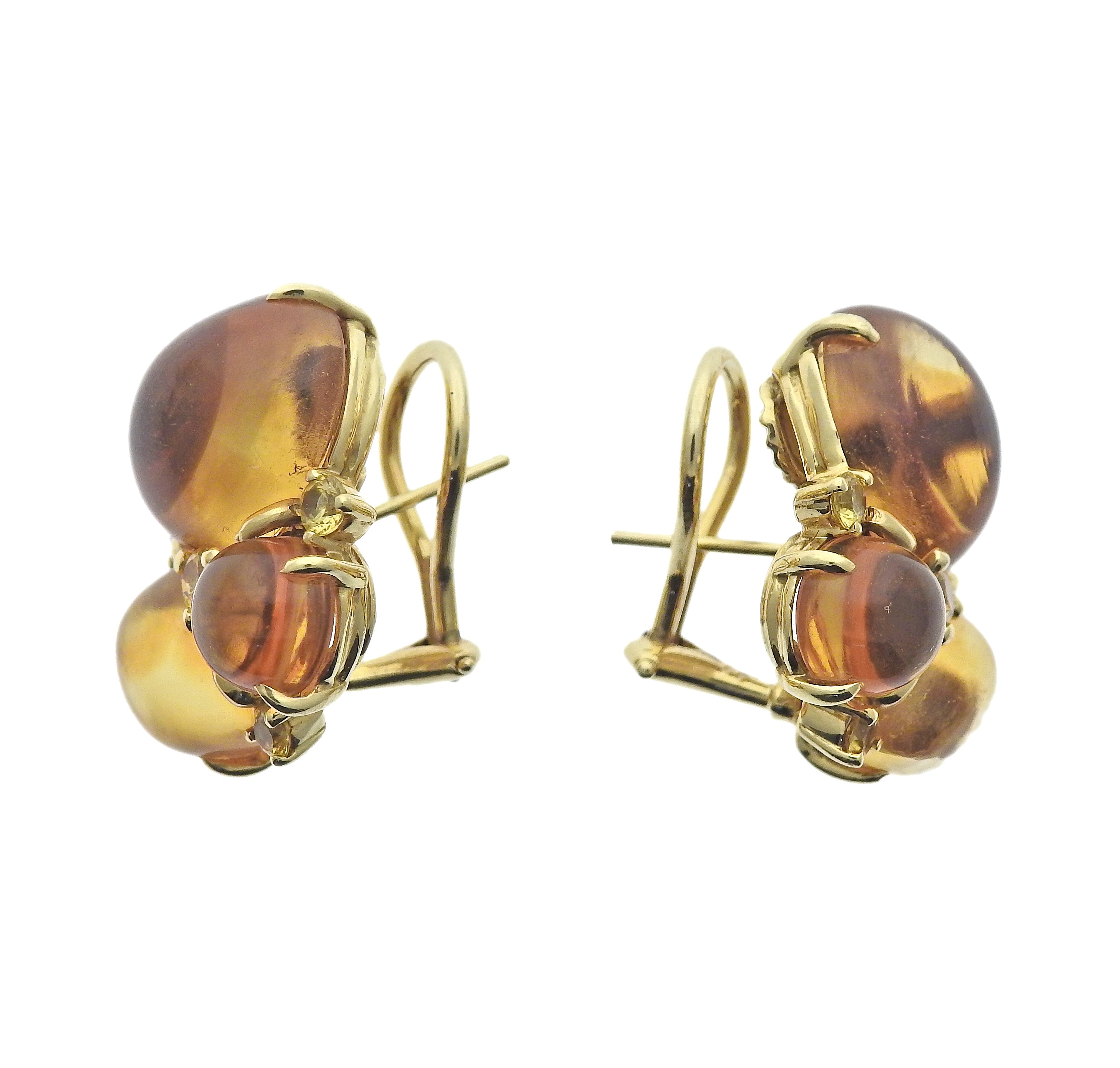 Seaman Schepps Citrine Sapphire Gold Earrings