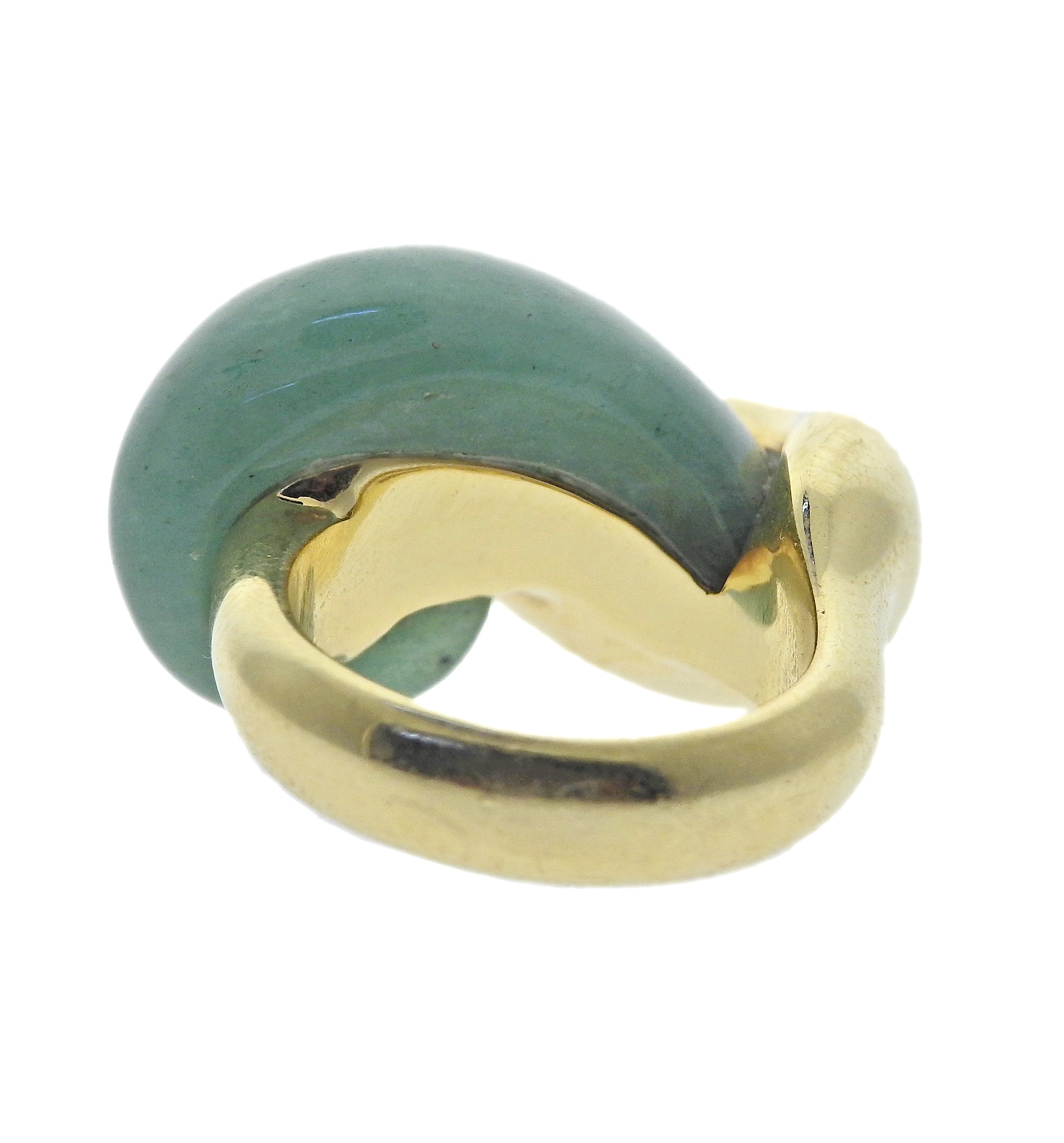 Seaman Schepps Half Link Gold Aventurine Ring