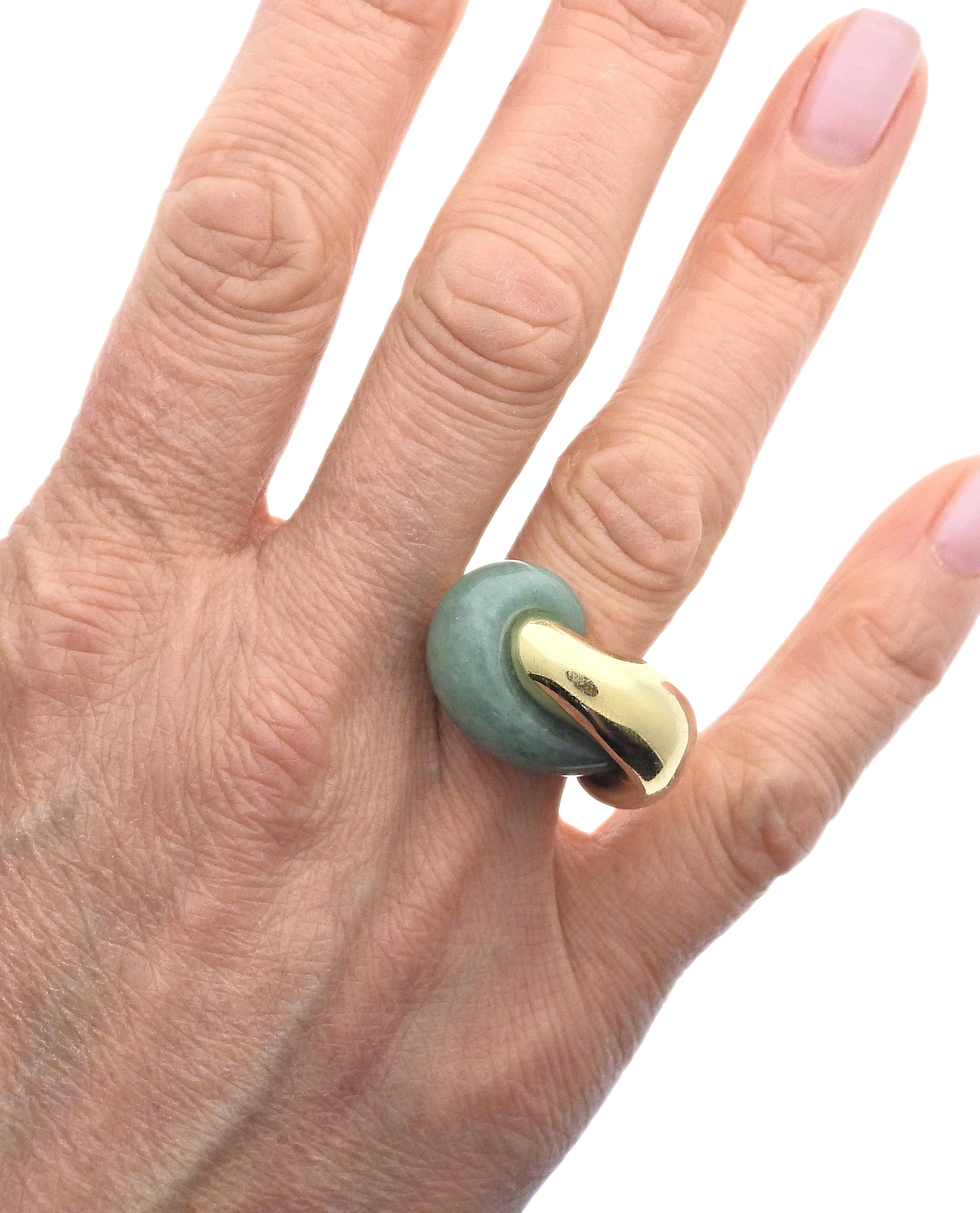 Seaman Schepps Half Link Gold Aventurine Ring