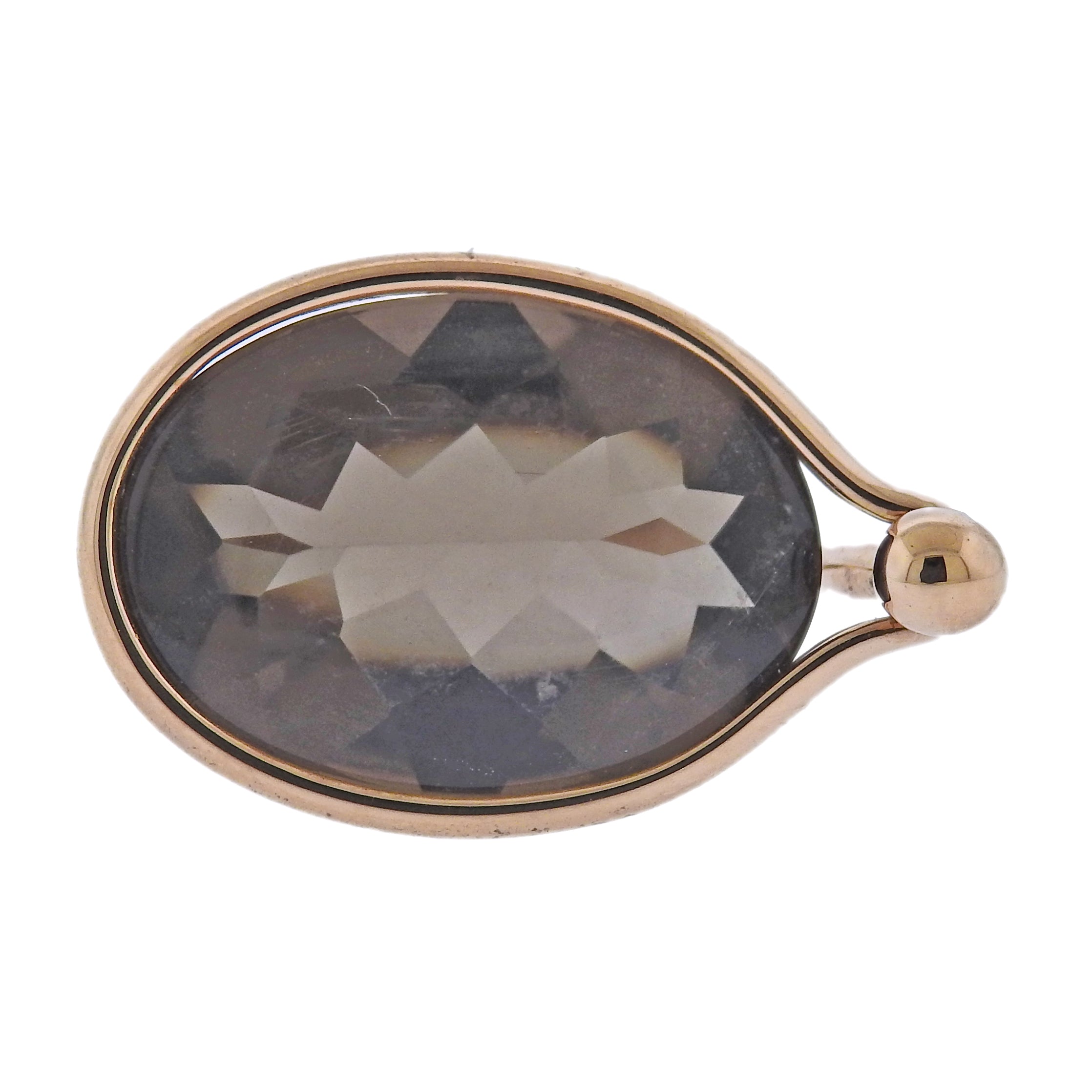 Georg Jensen Savannah 18k Gold Smokey Quartz Ring 1506