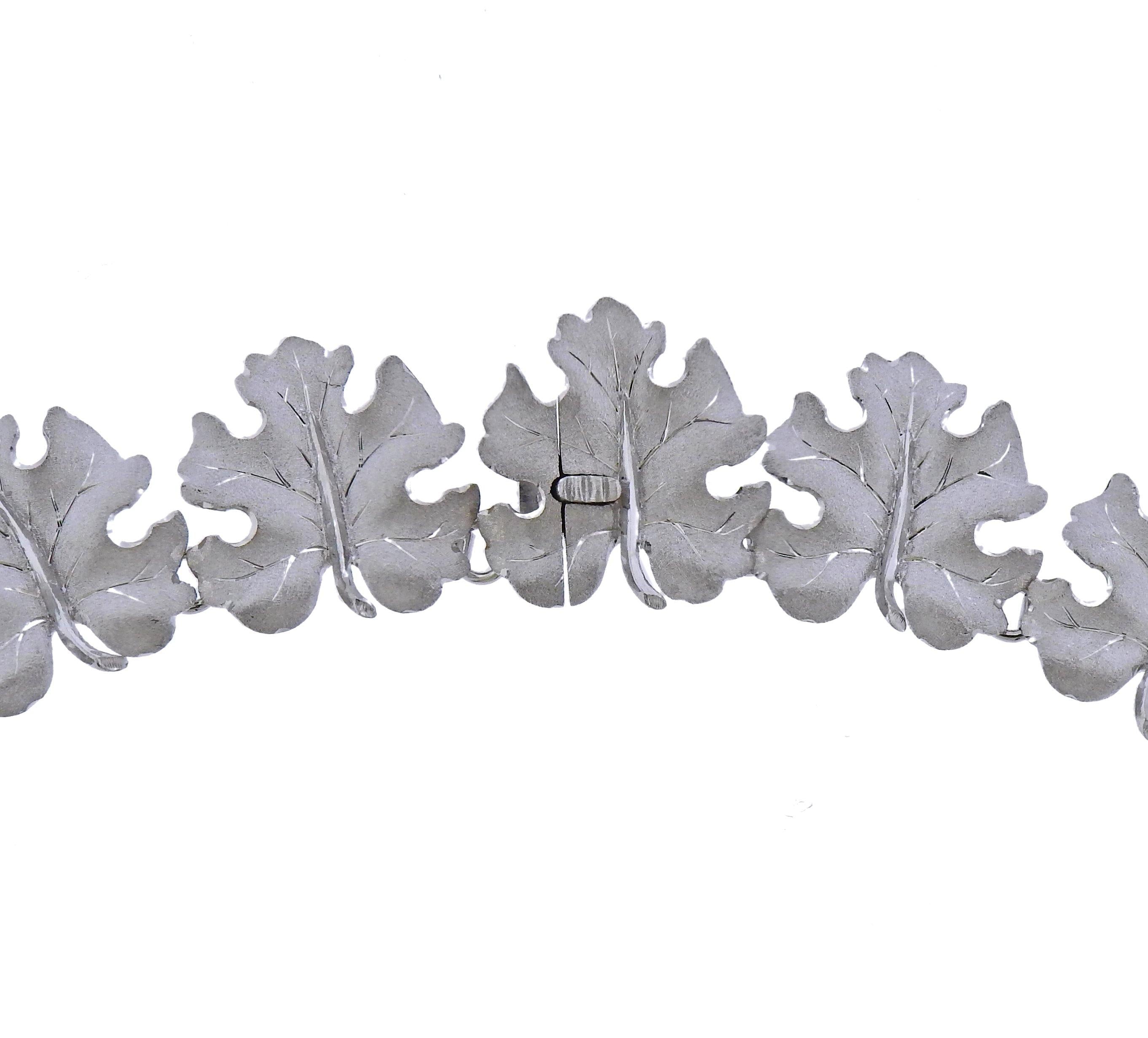 Buccellati White Gold Leaf Motif Necklace - Oak Gem