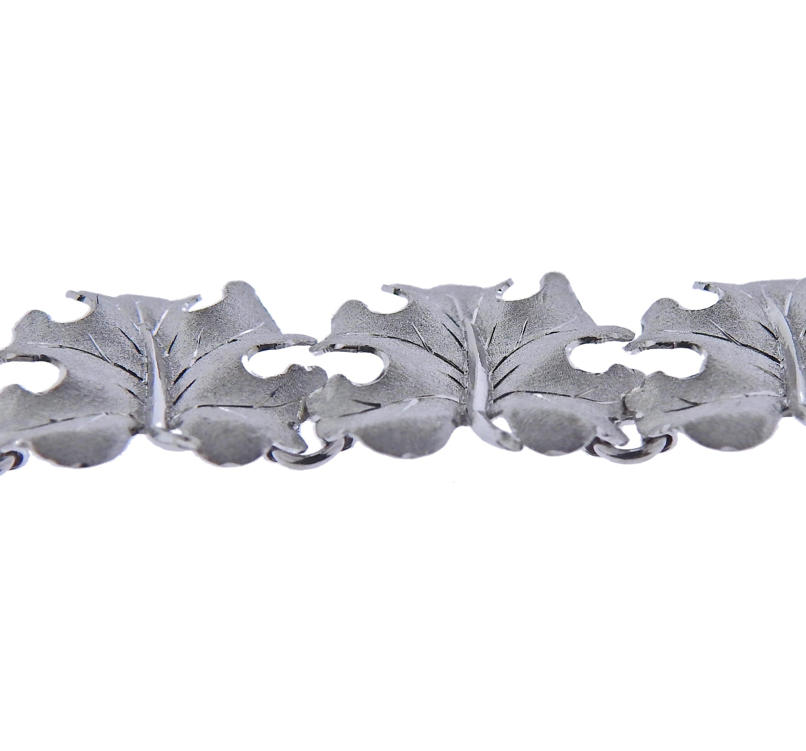 Buccellati White Gold Leaf Motif Necklace - Oak Gem