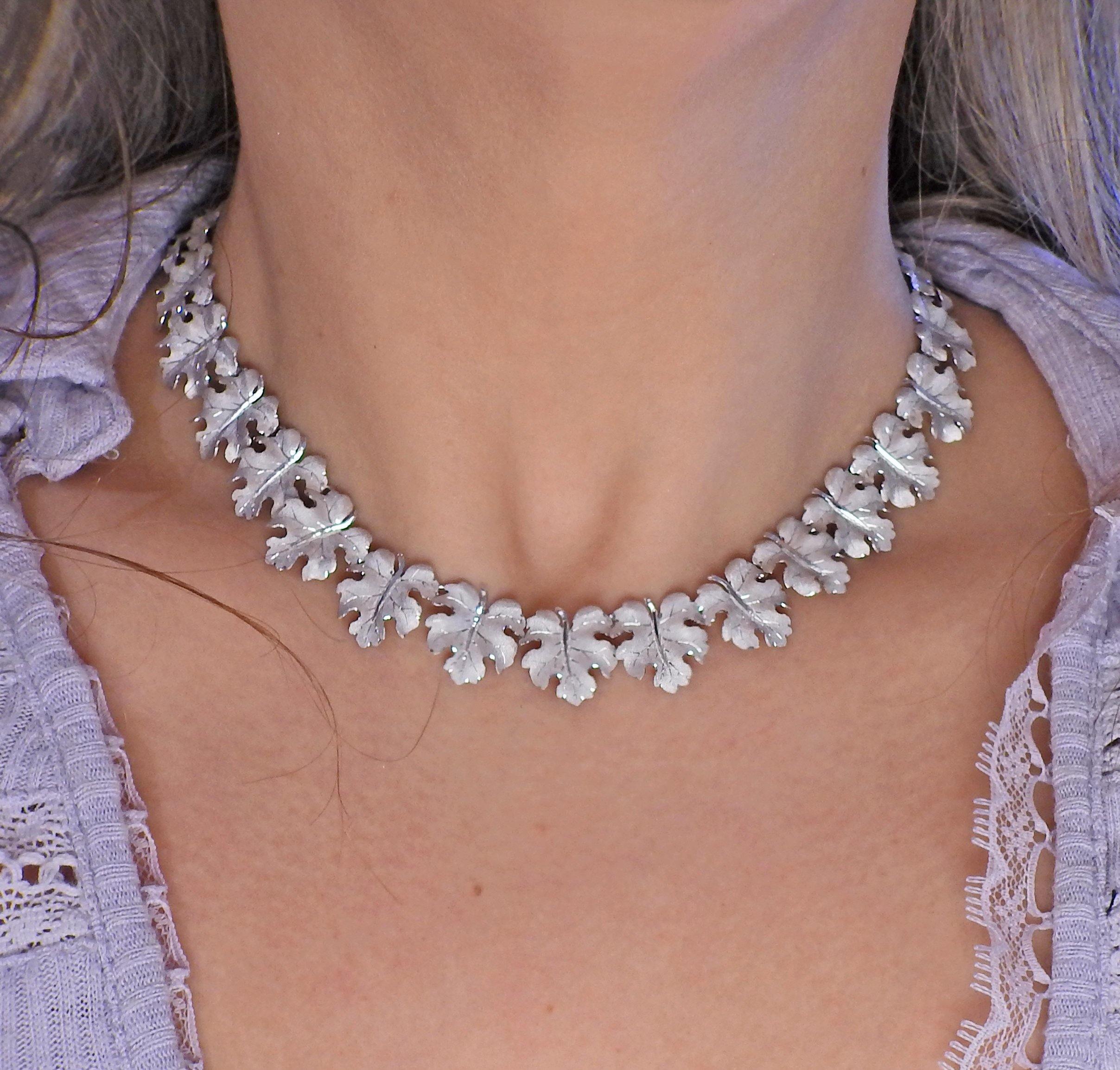 Buccellati White Gold Leaf Motif Necklace - Oak Gem
