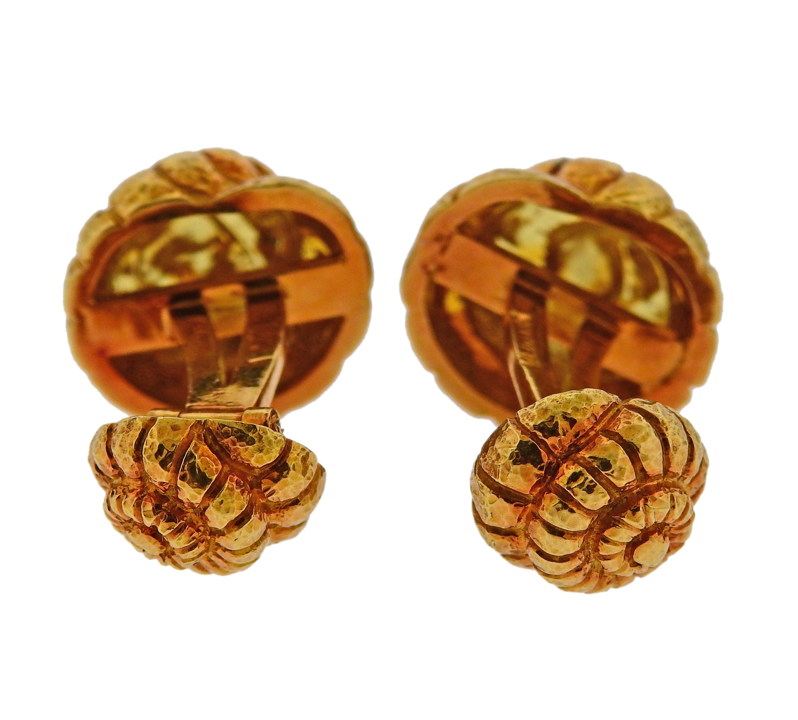 David Webb Nautilus Gold Cufflinks Stud Set - Oak Gem
