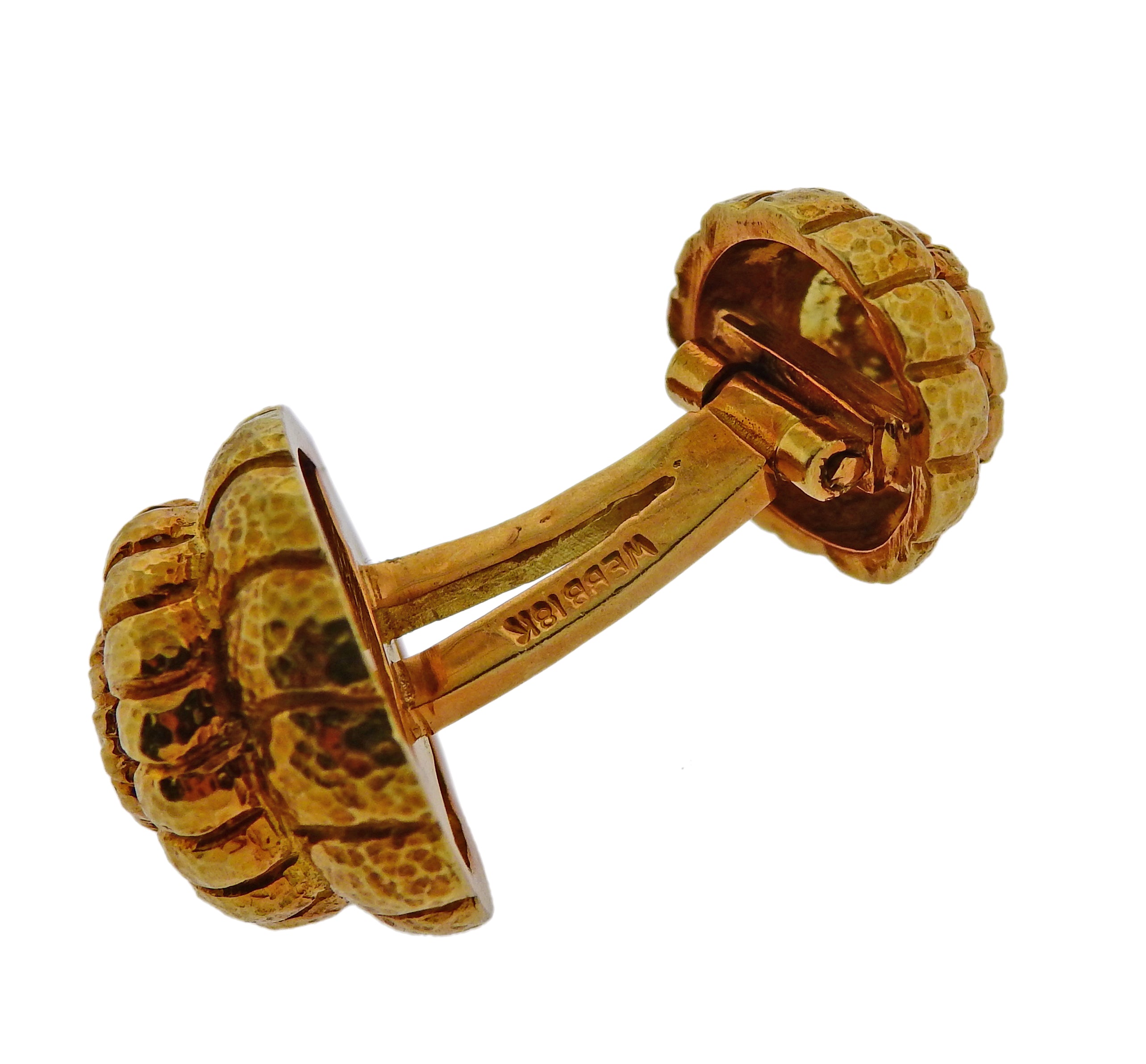David Webb Nautilus Gold Cufflinks Stud Set - Oak Gem