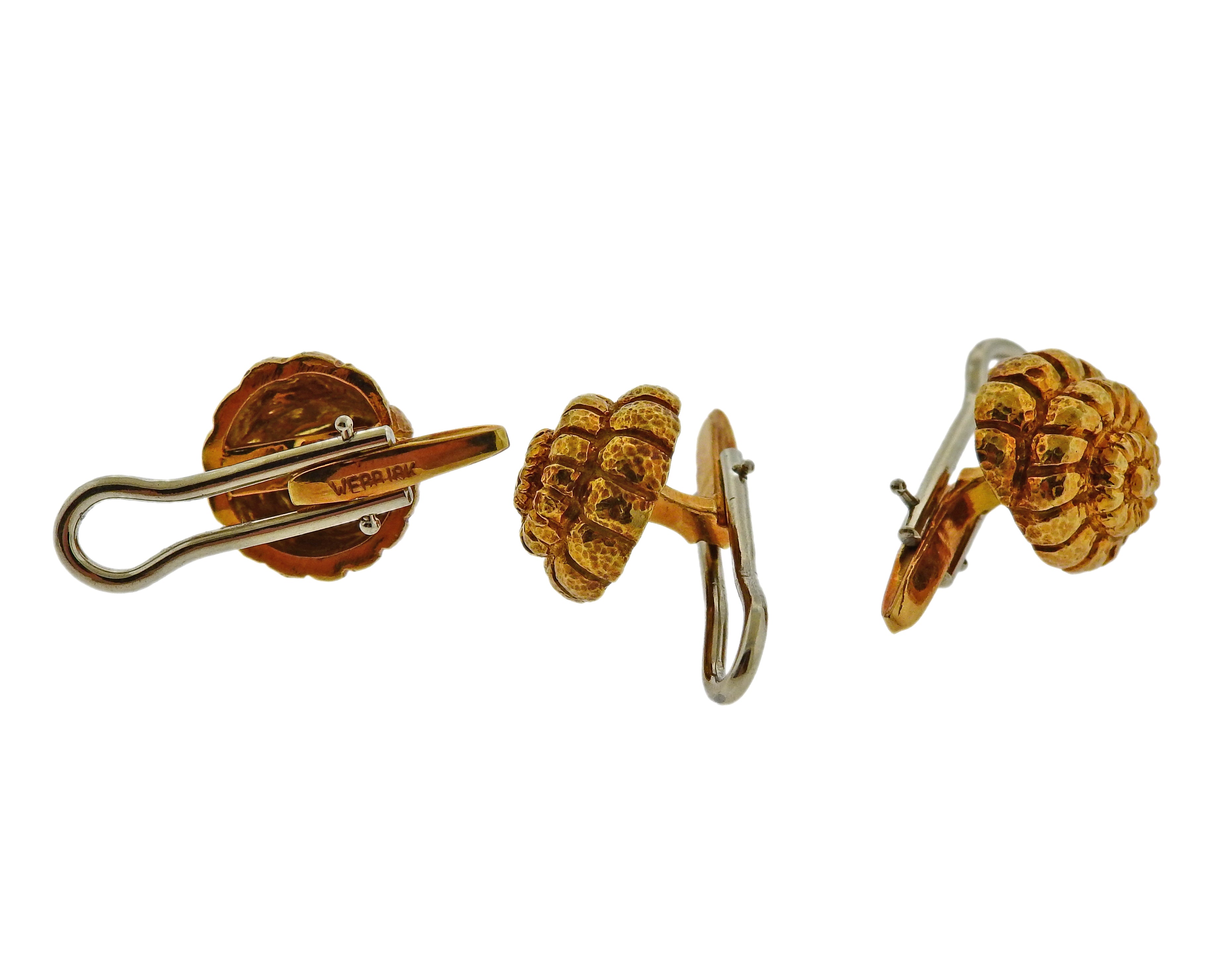 David Webb Nautilus Gold Cufflinks Stud Set - Oak Gem