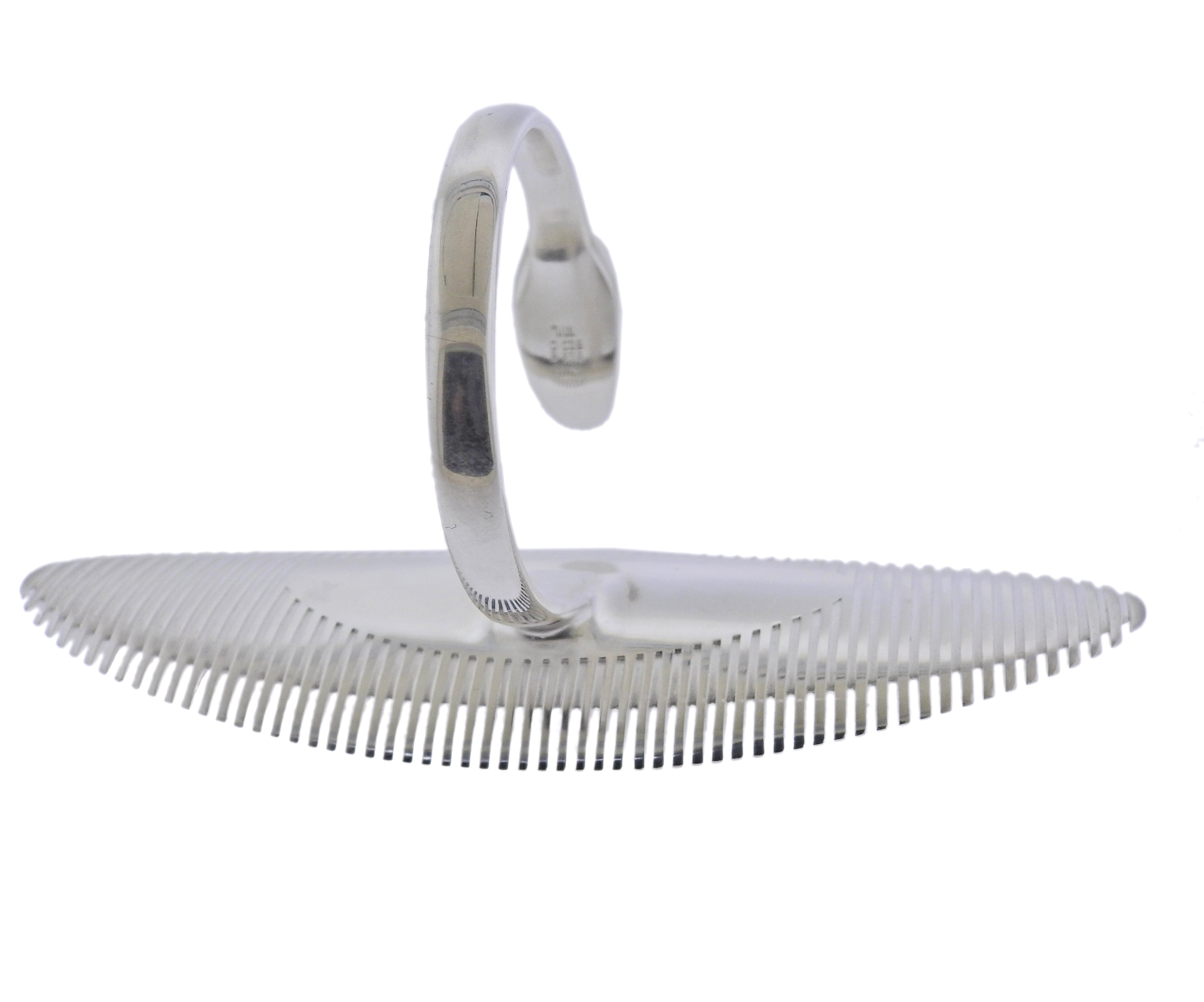 Georg Jensen Zaha Hadid Lamellae Silver Long Cuff Bracelet 623 C