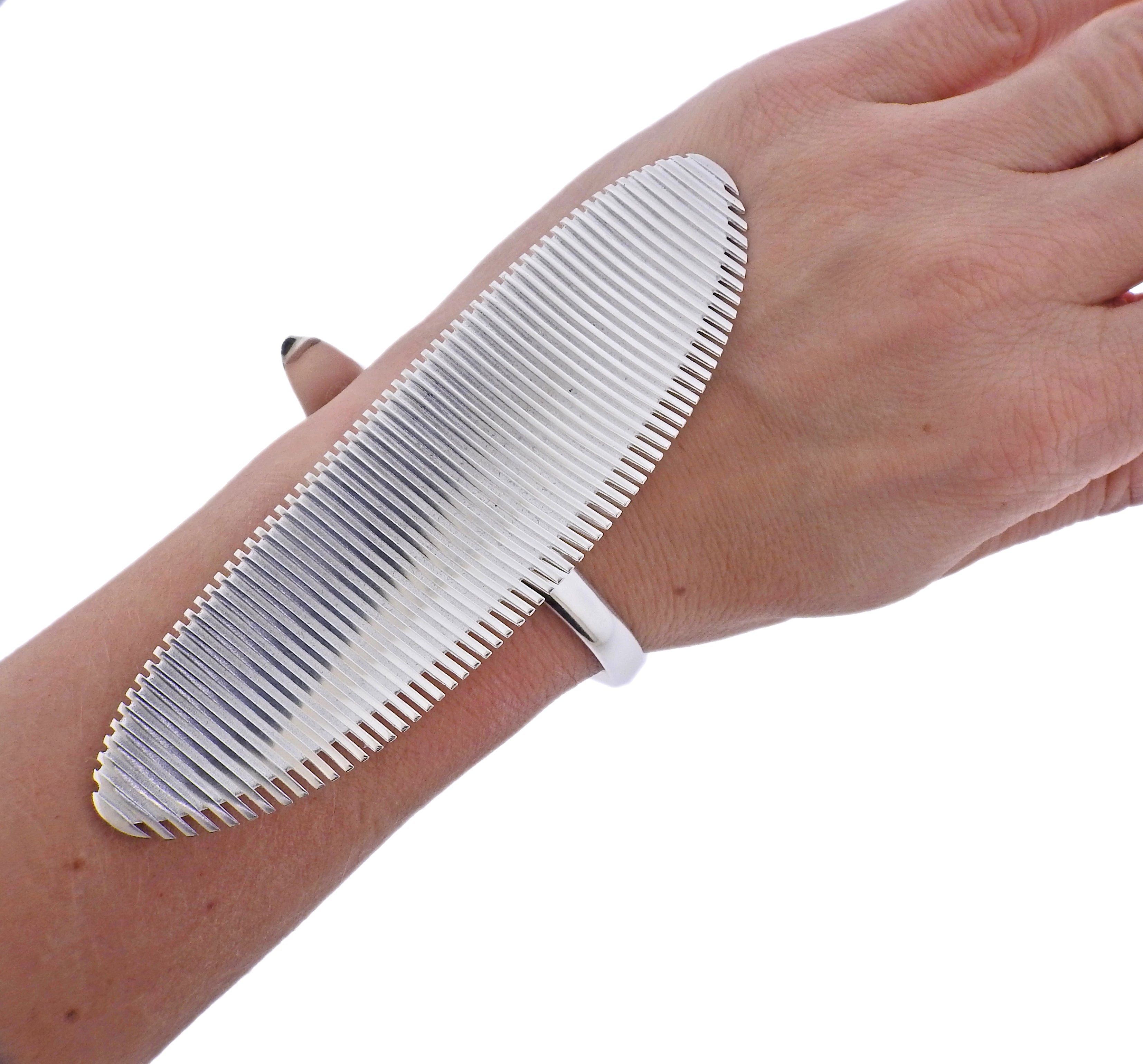 Georg Jensen Zaha Hadid Lamellae Silver Long Cuff Bracelet 623 C