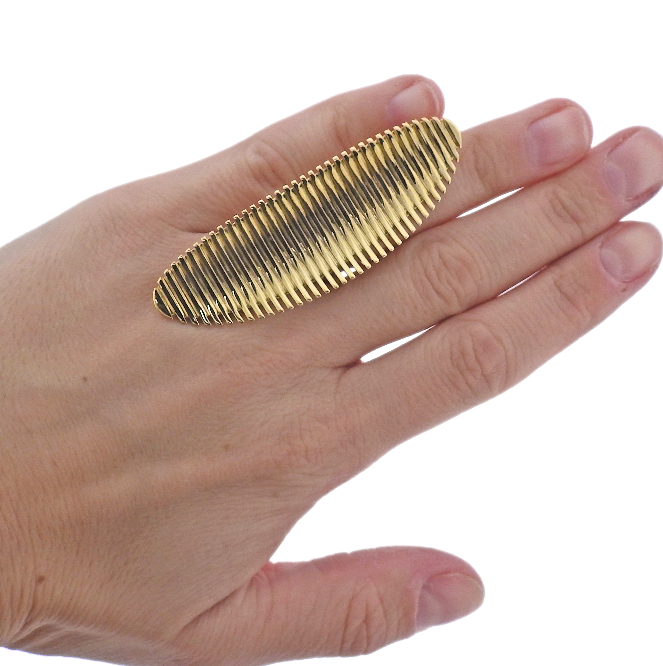 Georg Jensen Zaha Hadid Lamellae 18k Gold Long Ring 1623 C