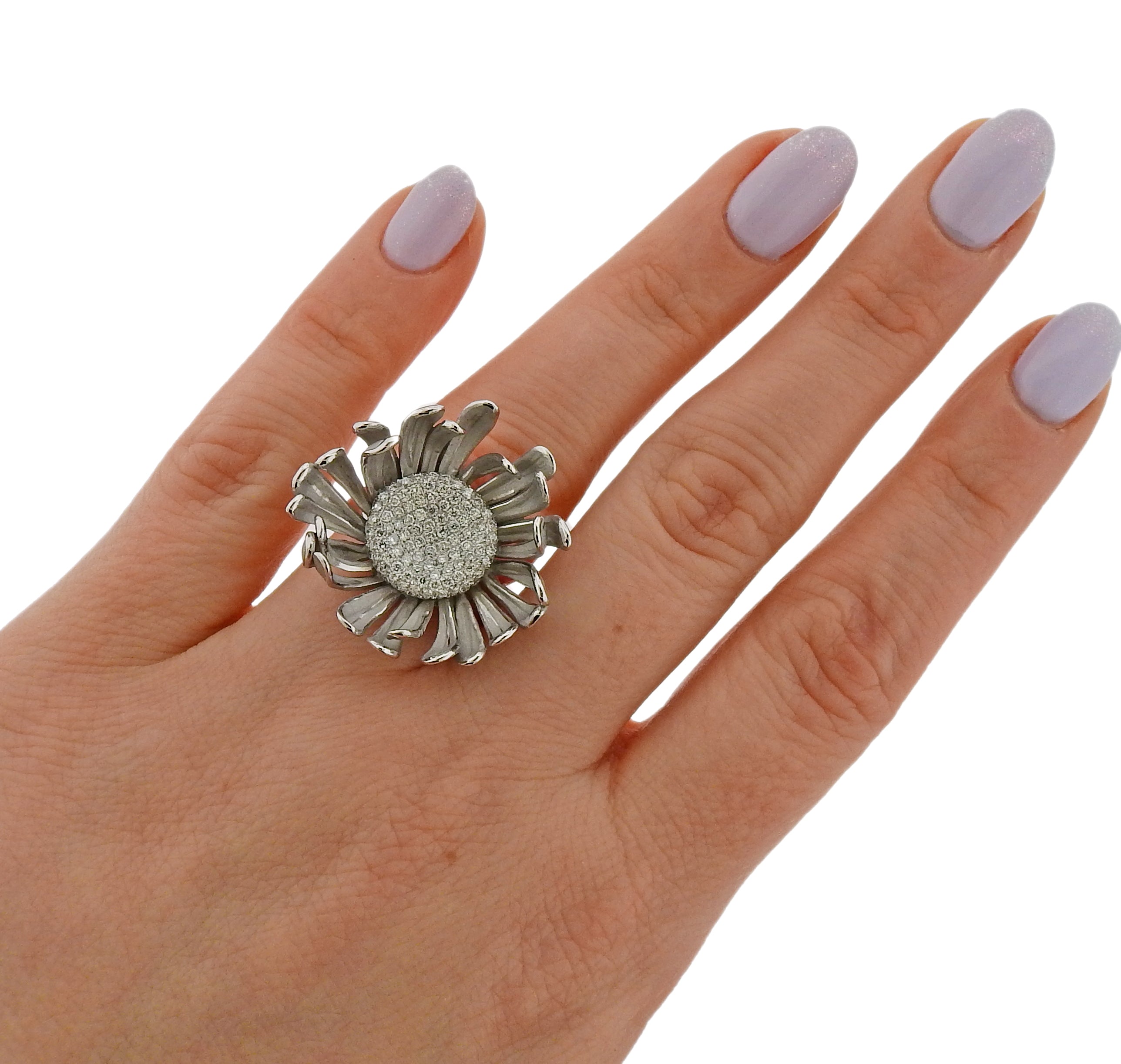 Annamaria Cammilli Prelude Diamond Gold Flower Ring - Oak Gem