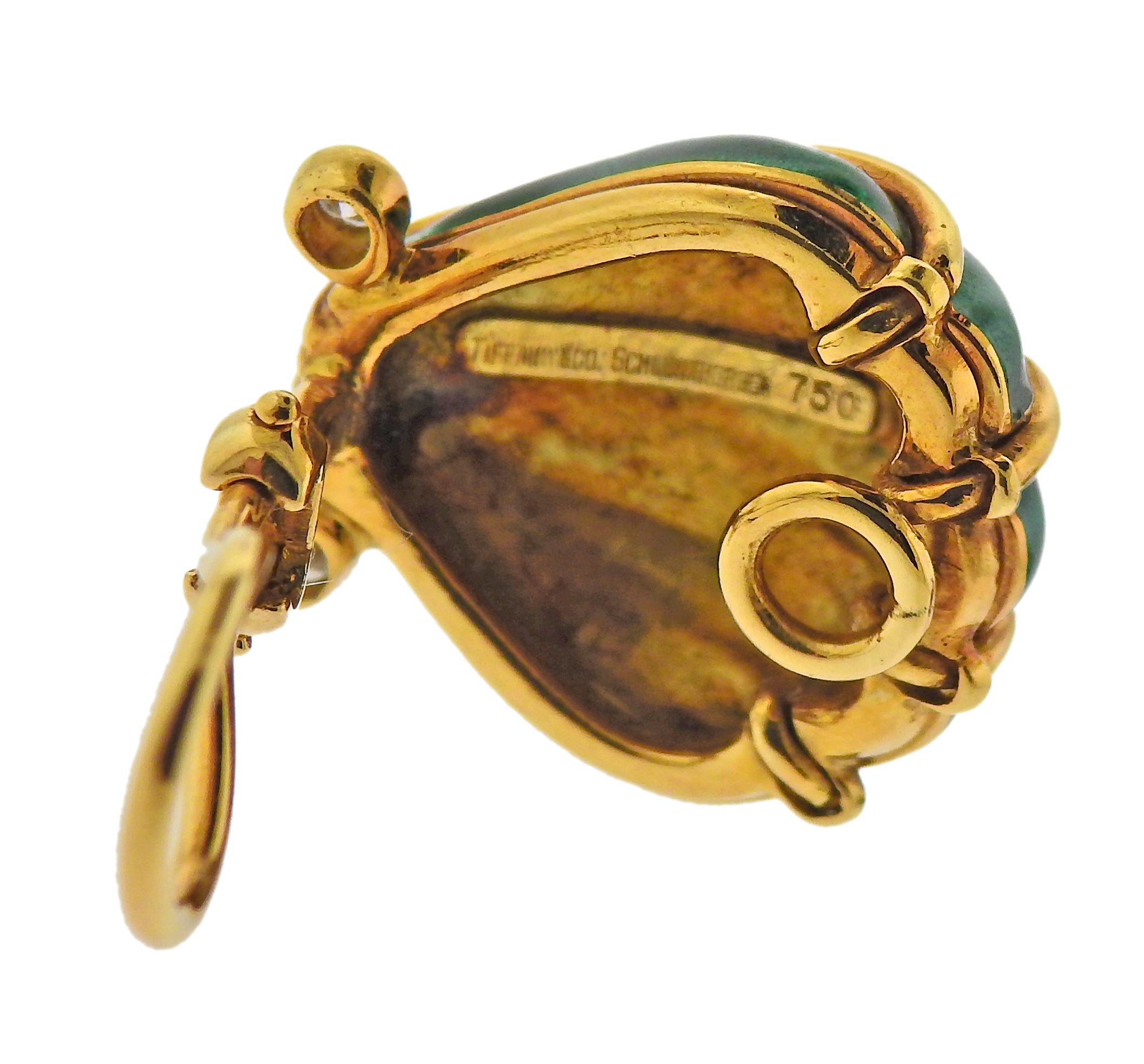 Tiffany & Co Schlumberger Enamel Diamond Shell Earrings - Oak Gem