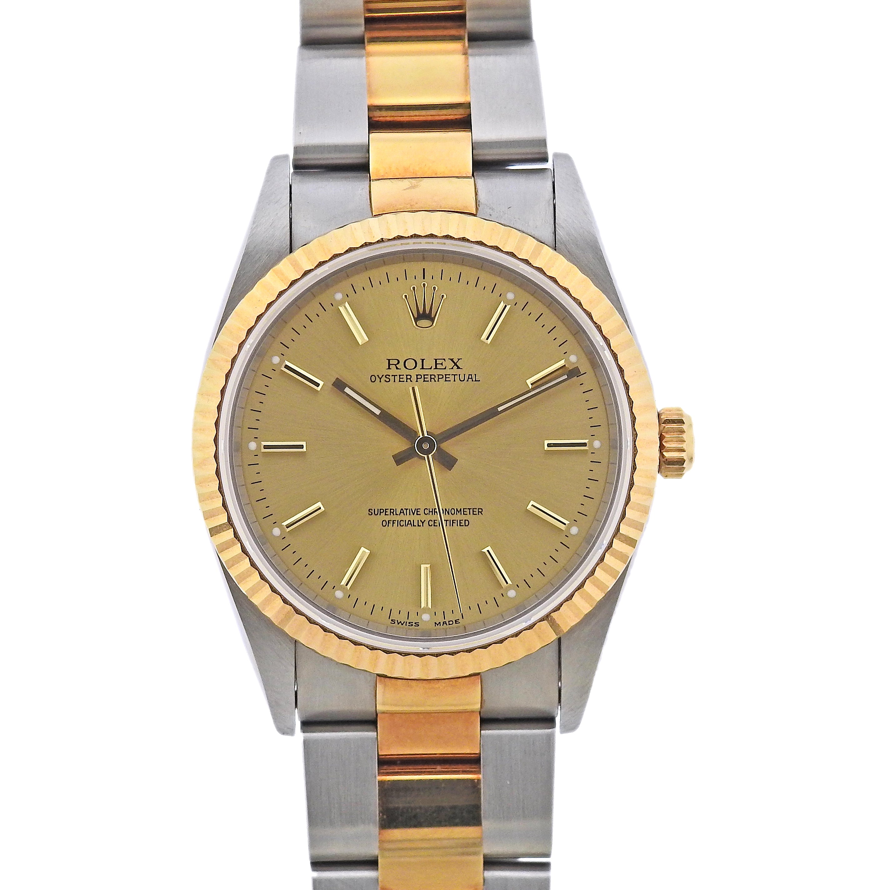 Rolex Oyster Perpetual 34mm Two Tone Automatic Watch 14233