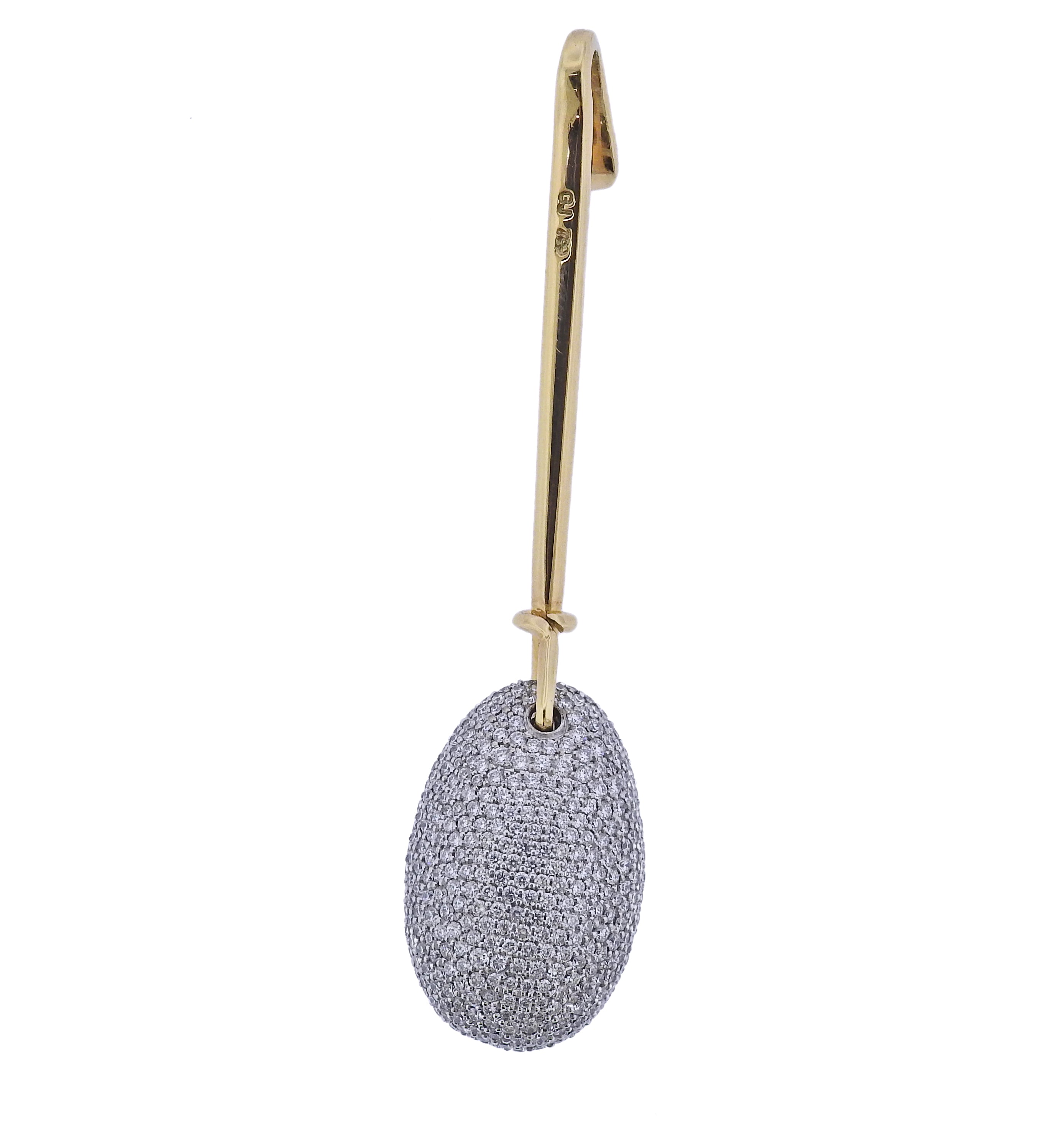 Georg Jensen Dew Drop 18k Gold Diamond Pendant 1128