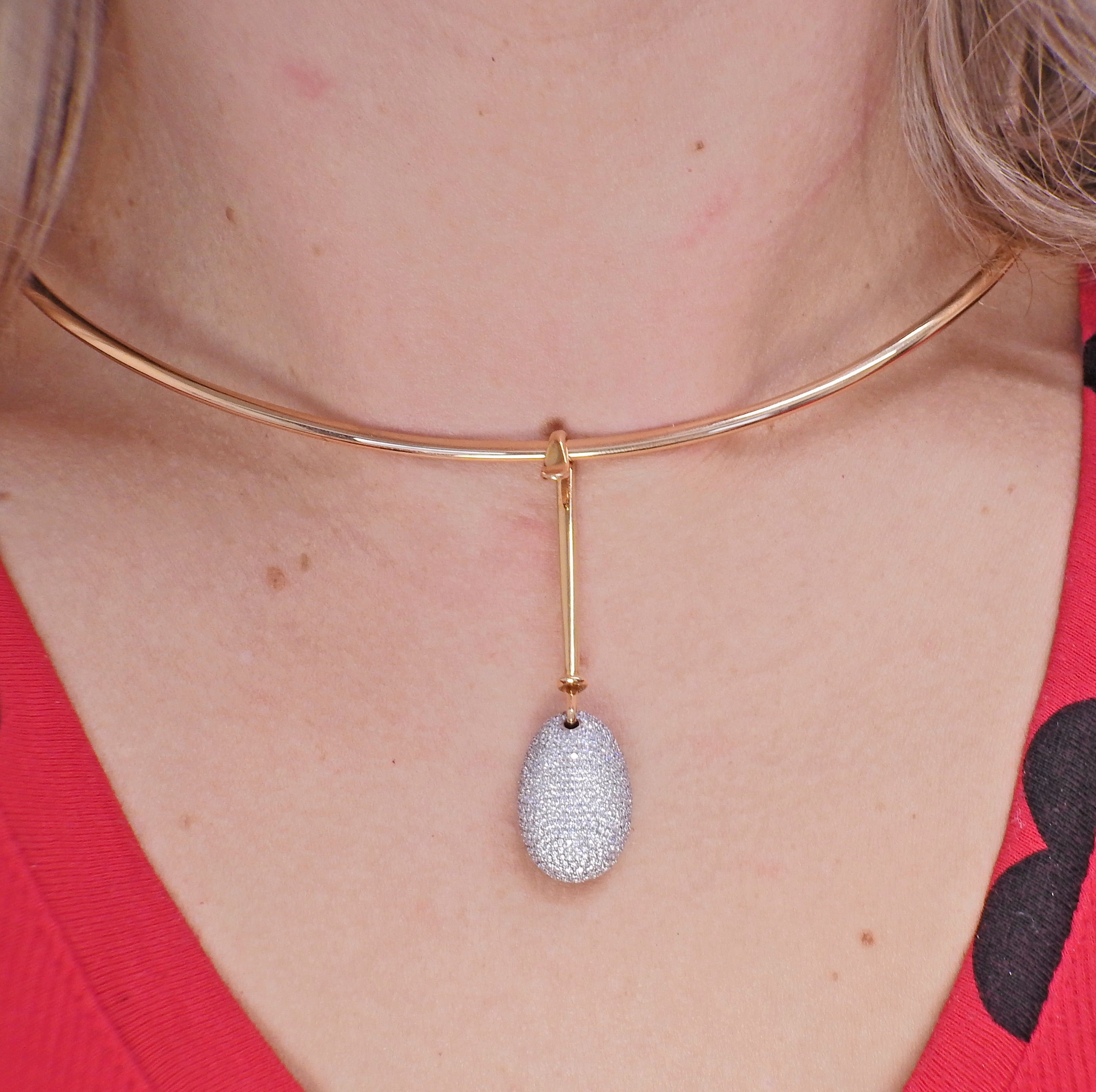 Georg Jensen Dew Drop 18k Gold Diamond Pendant 1128