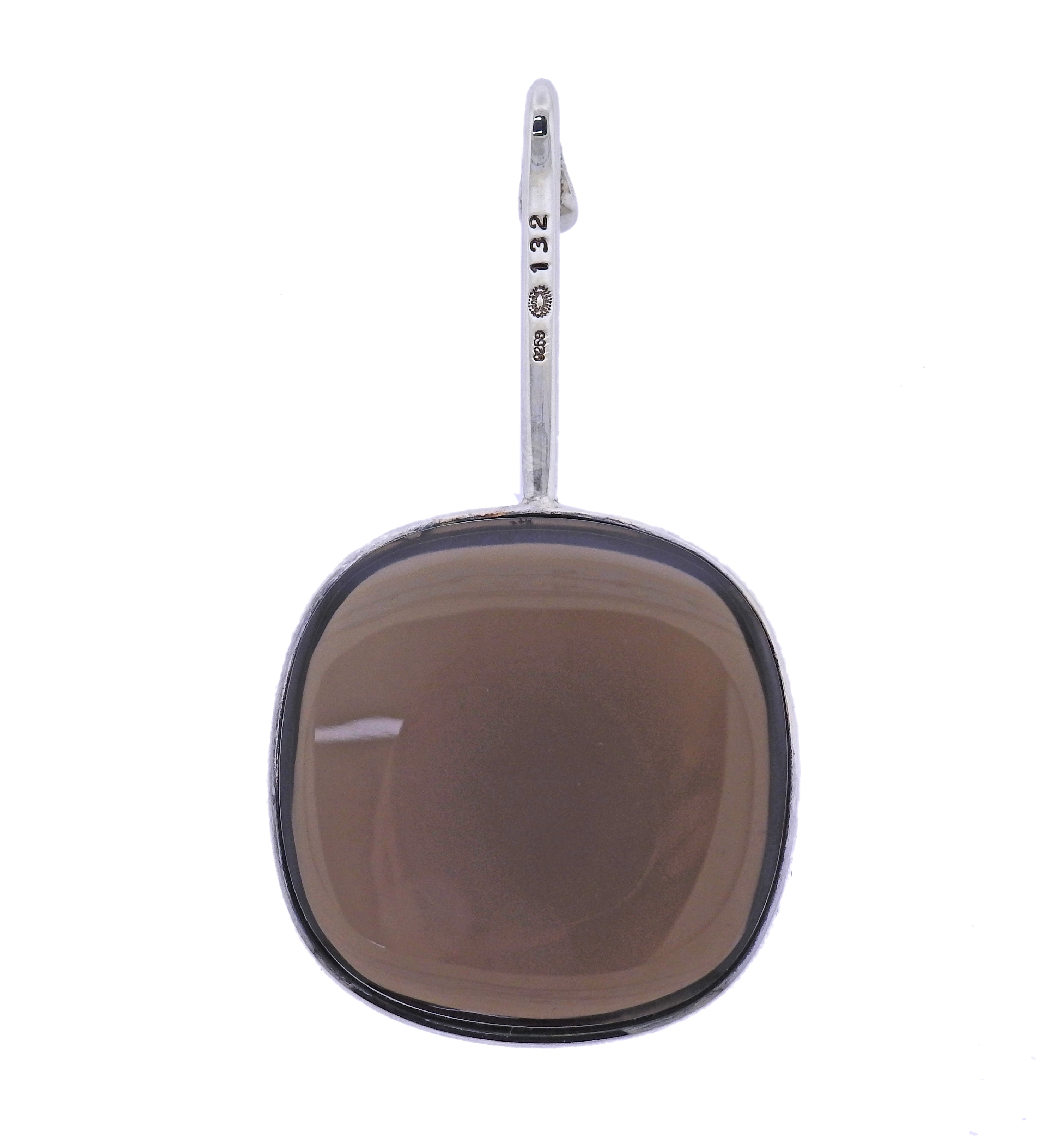 Georg Jensen Dew Drop Silver Smokey Quartz Pendant 132