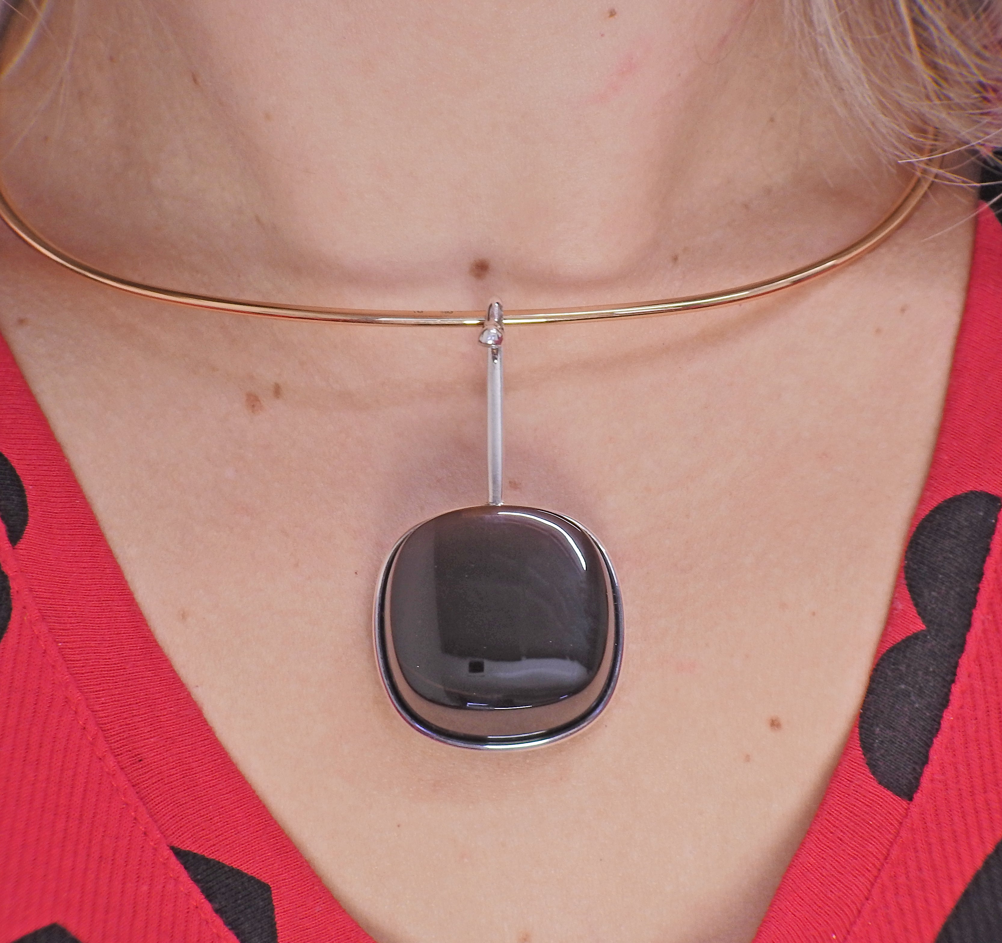 Georg Jensen Dew Drop Silver Smokey Quartz Pendant 132