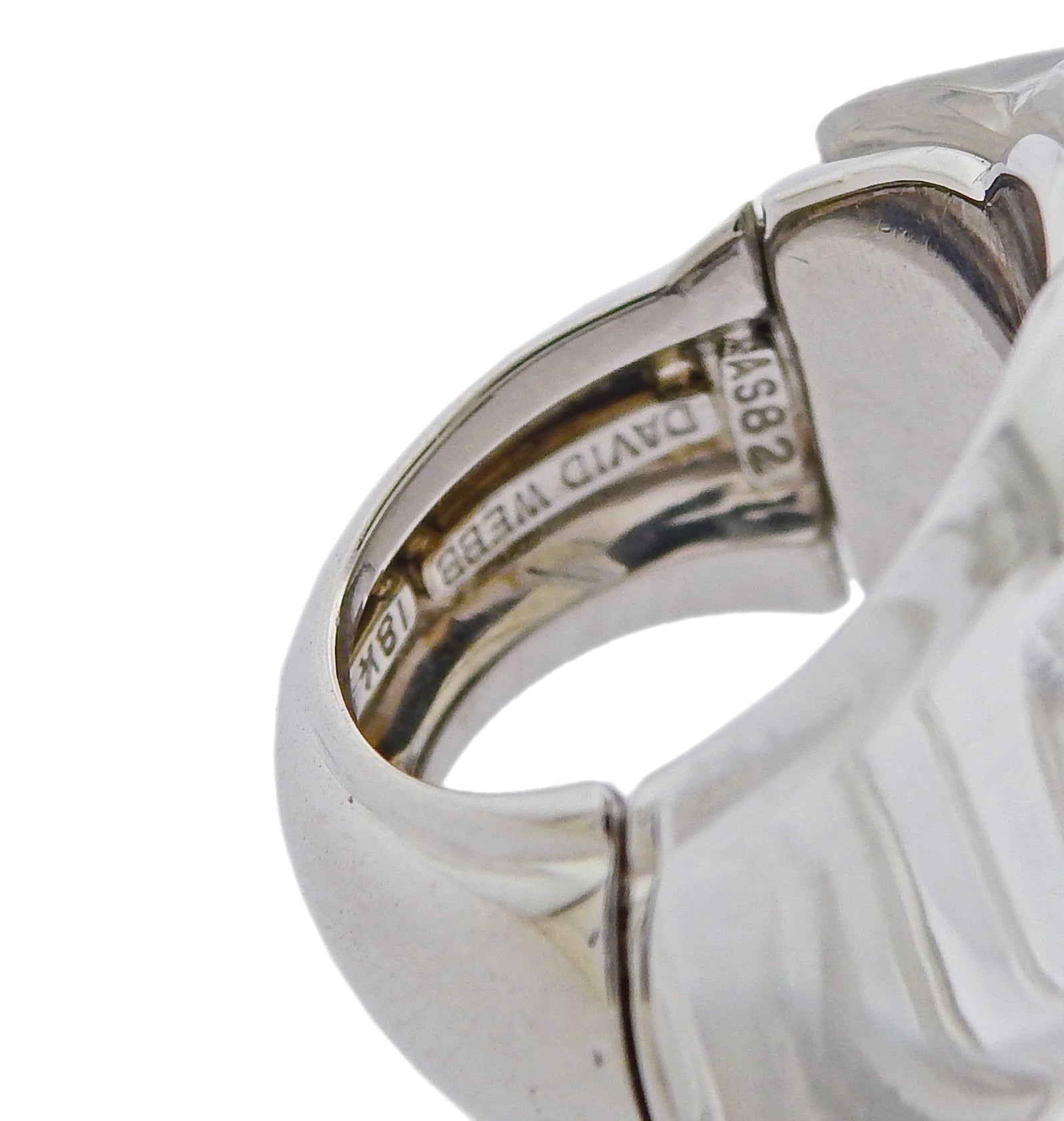 David Webb Carved Crystal Diamond Gold Platinum Ring - Oak Gem