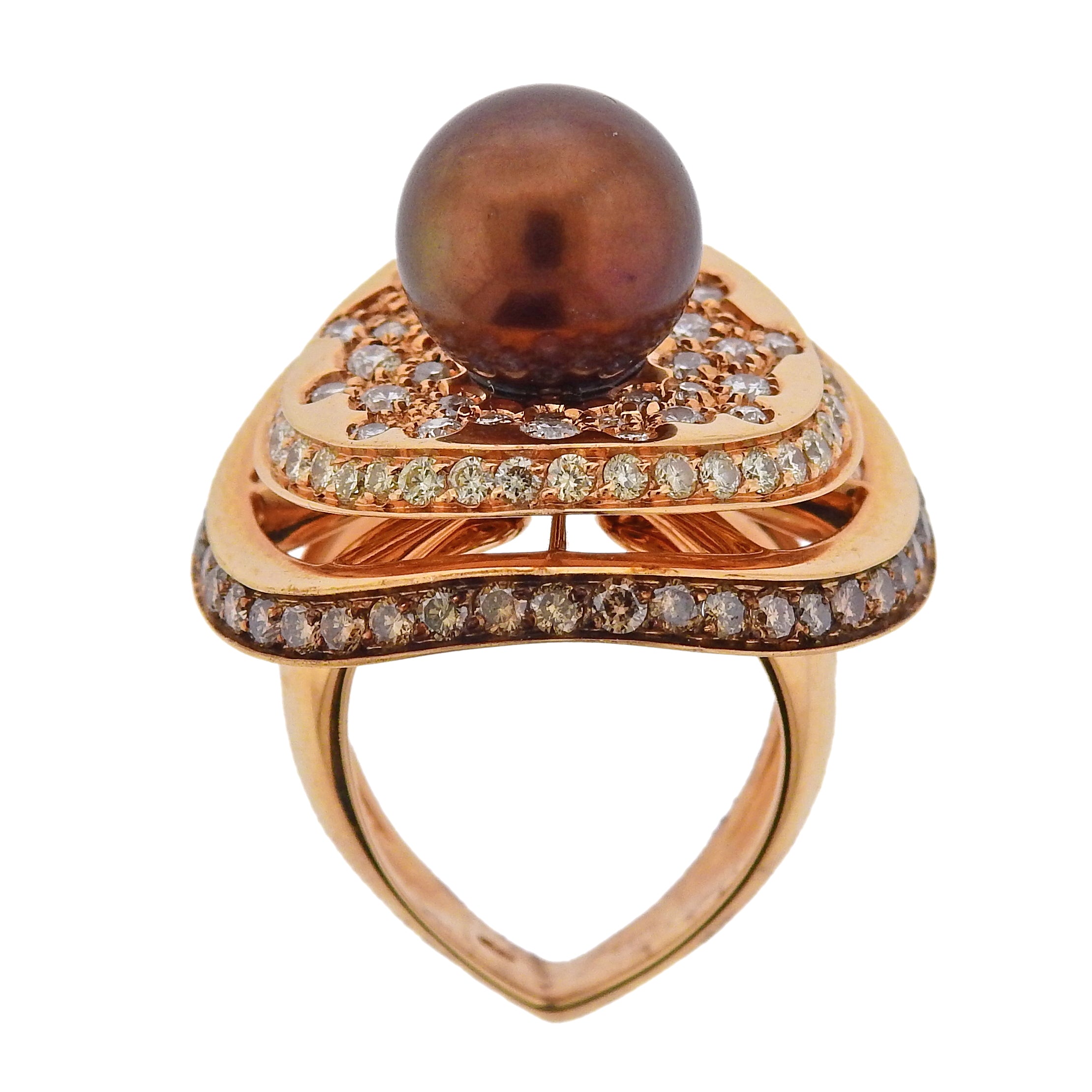 IO SI Rose Gold Fancy Diamond Pearl Ring 3/50 - Oak Gem