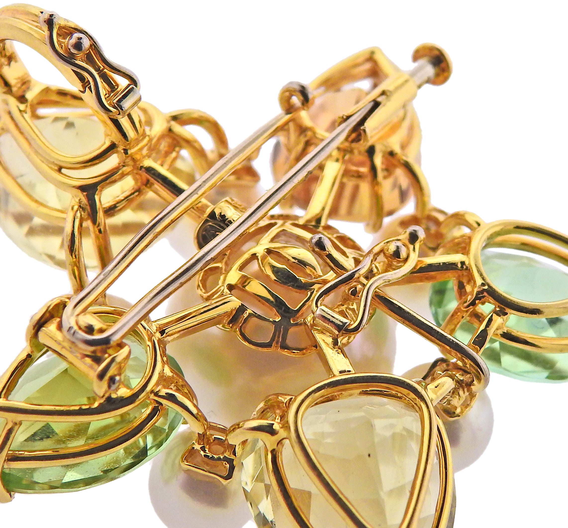 Assael Prince Dmitri South Sea Pearl Citrine Peridot Gold Pendant Brooch - Oak Gem