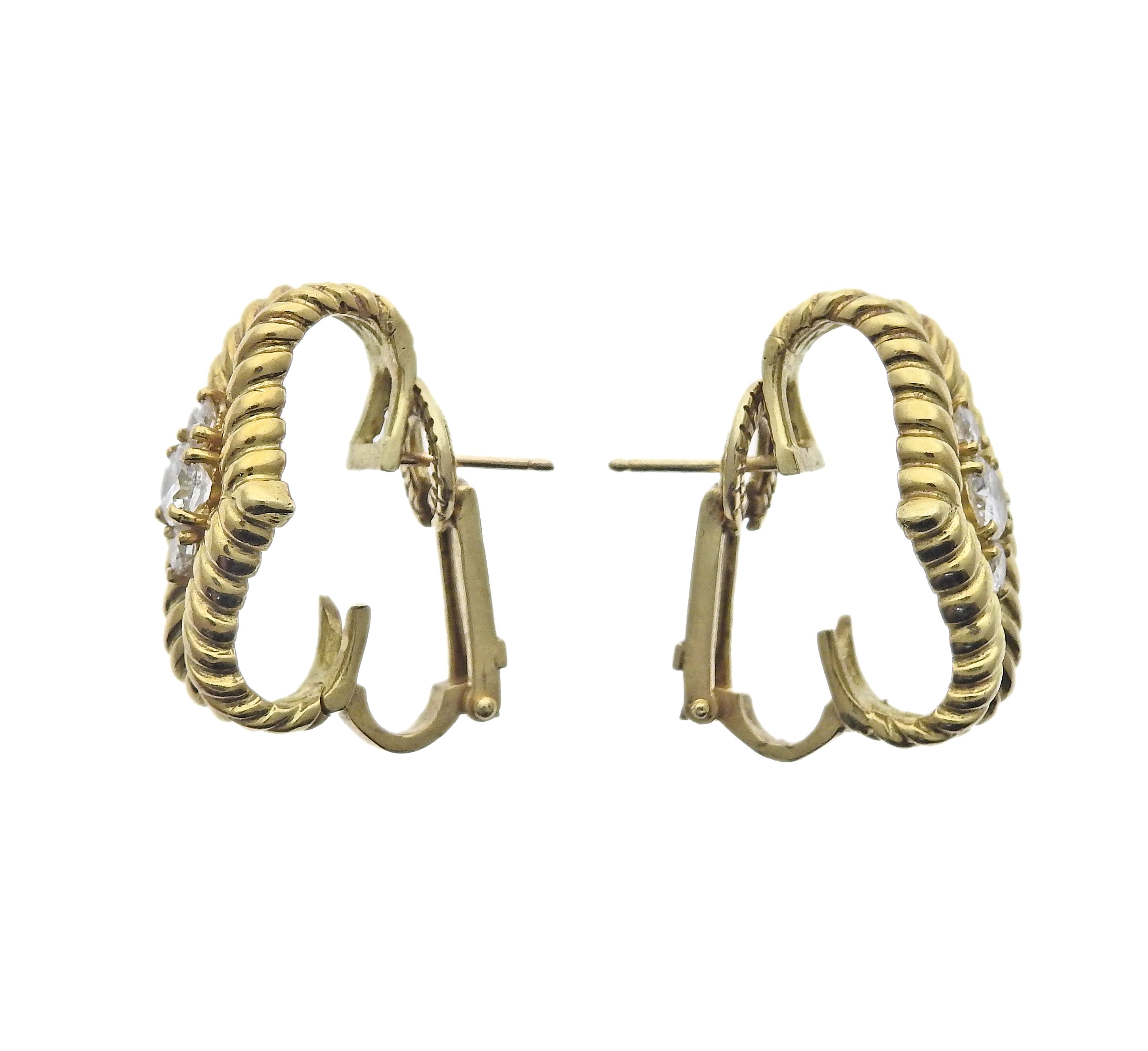 1960s Gold Diamond Earrings