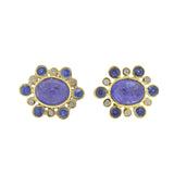 Maz Sapphire Tanzanite Diamond Gold Earrings