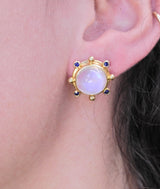 Maz Moonstone Kyanite Gold Earrings