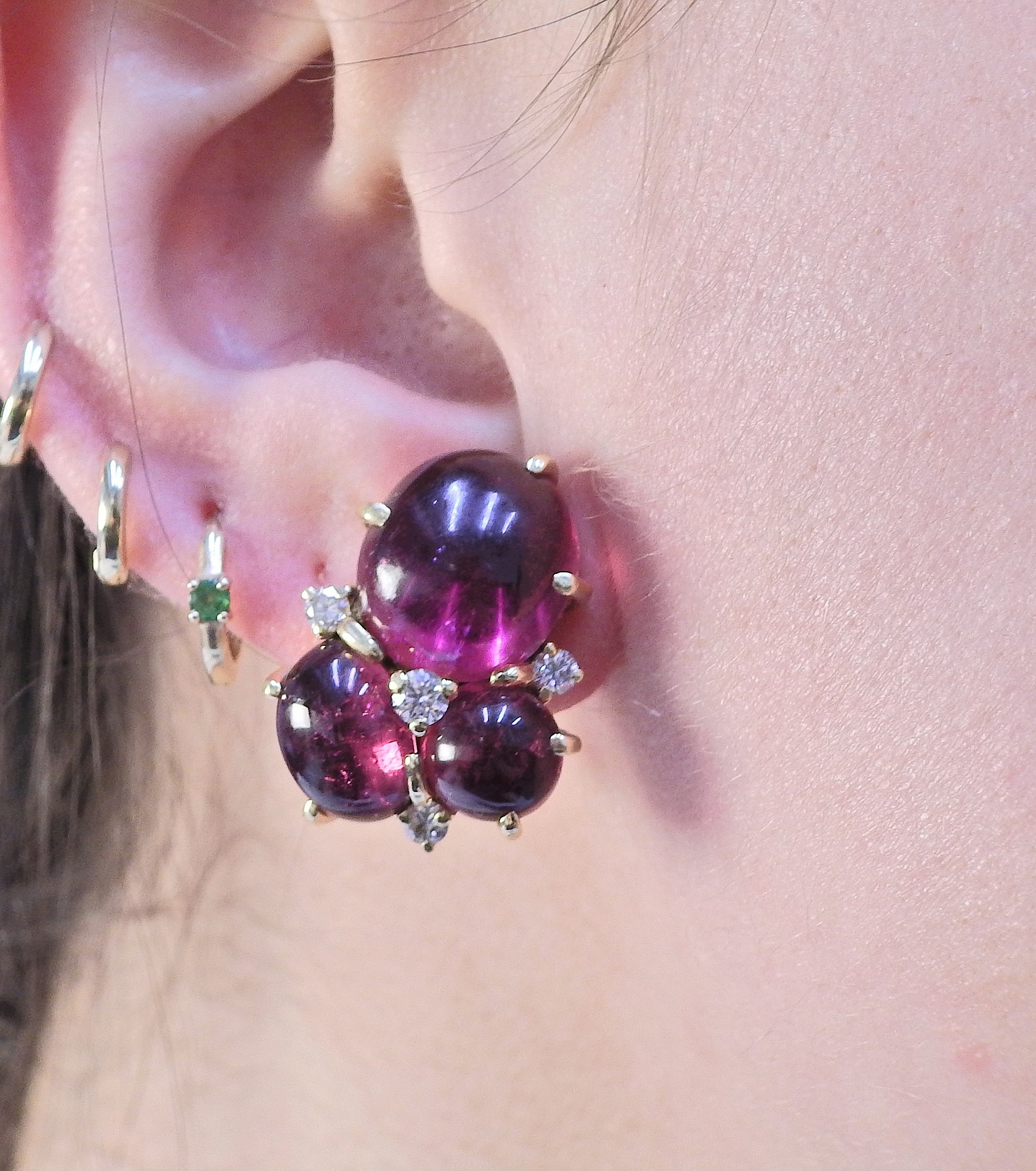 Seaman Schepps Pink Tourmaline Diamond Gold Earrings