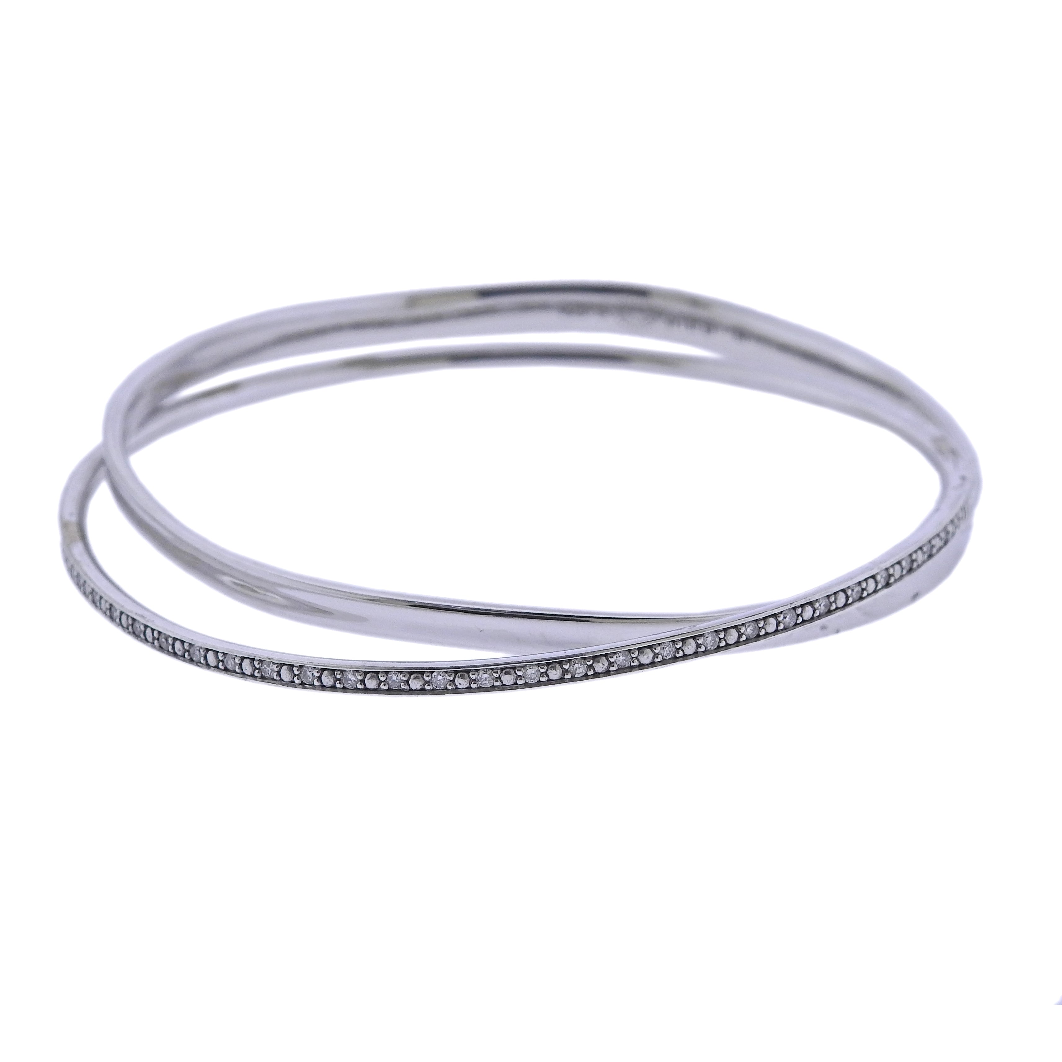 Georg Jensen Marcia Silver Diamond Bangle Bracelet 618 B